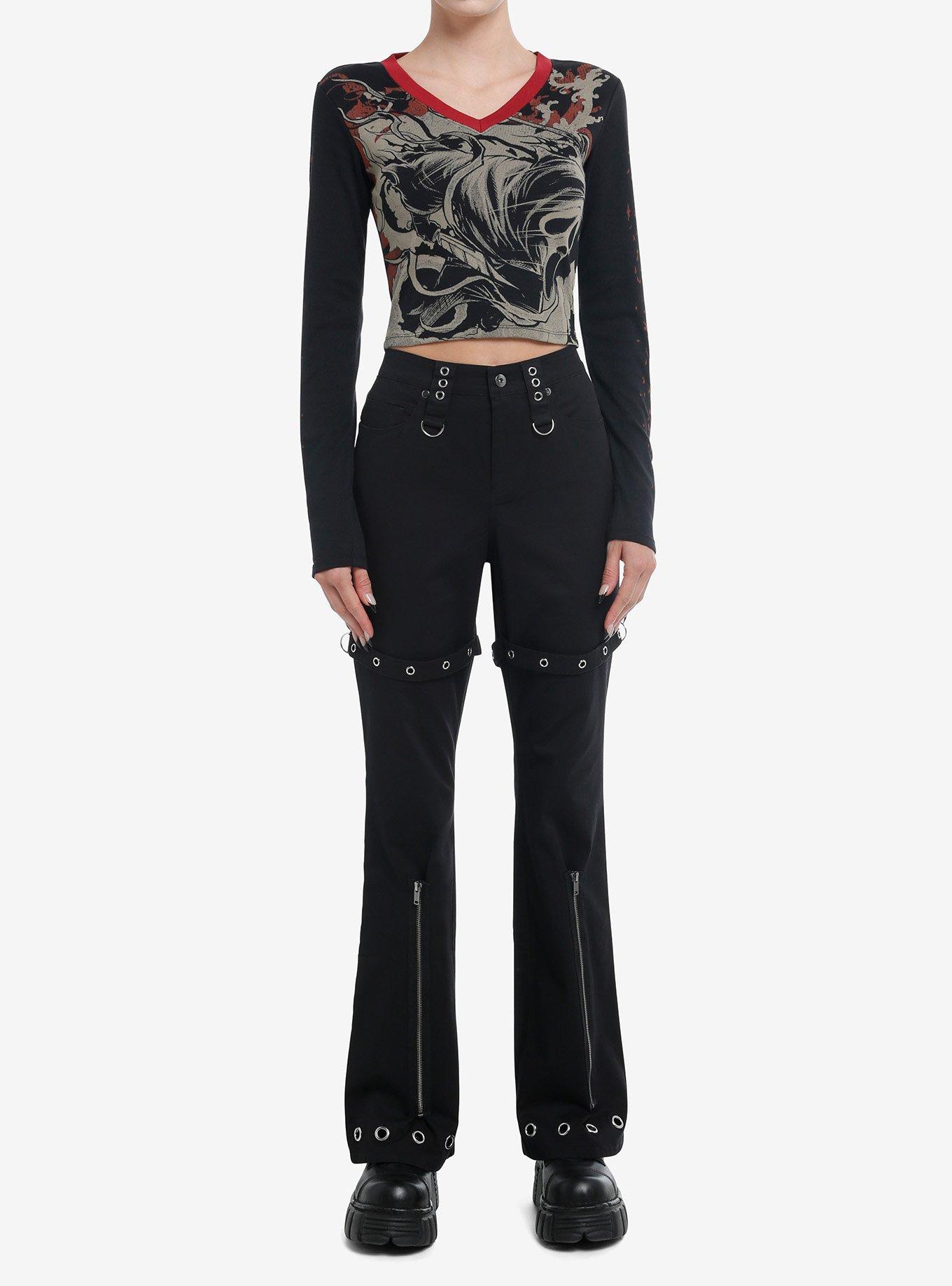 Ghost Face Girls Crop Long-Sleeve Top, MULTI, alternate