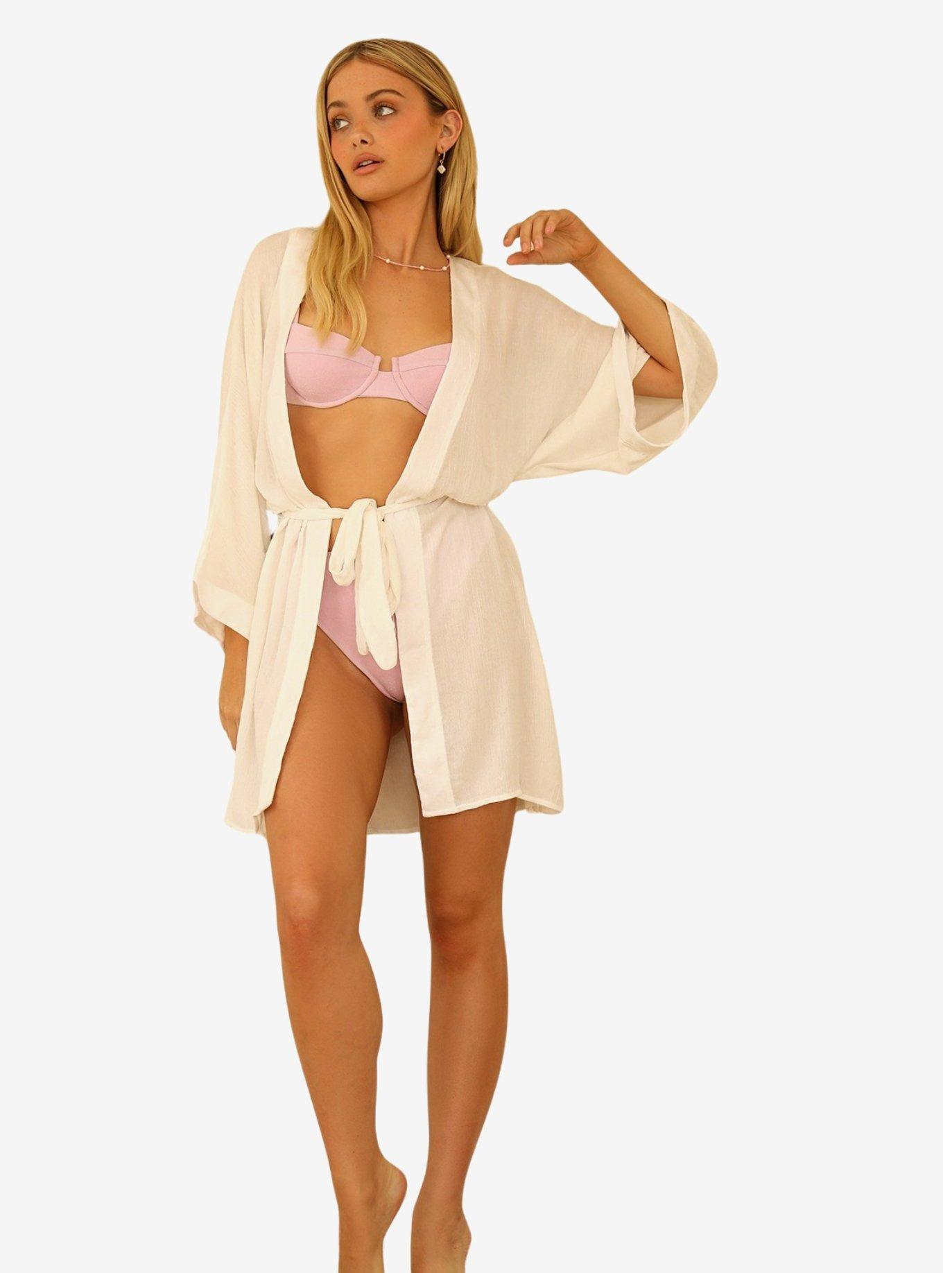 Dippin' Daisy's Marilyn Swim Cover-Up Robe Dotted Crepe, BEIGE, alternate