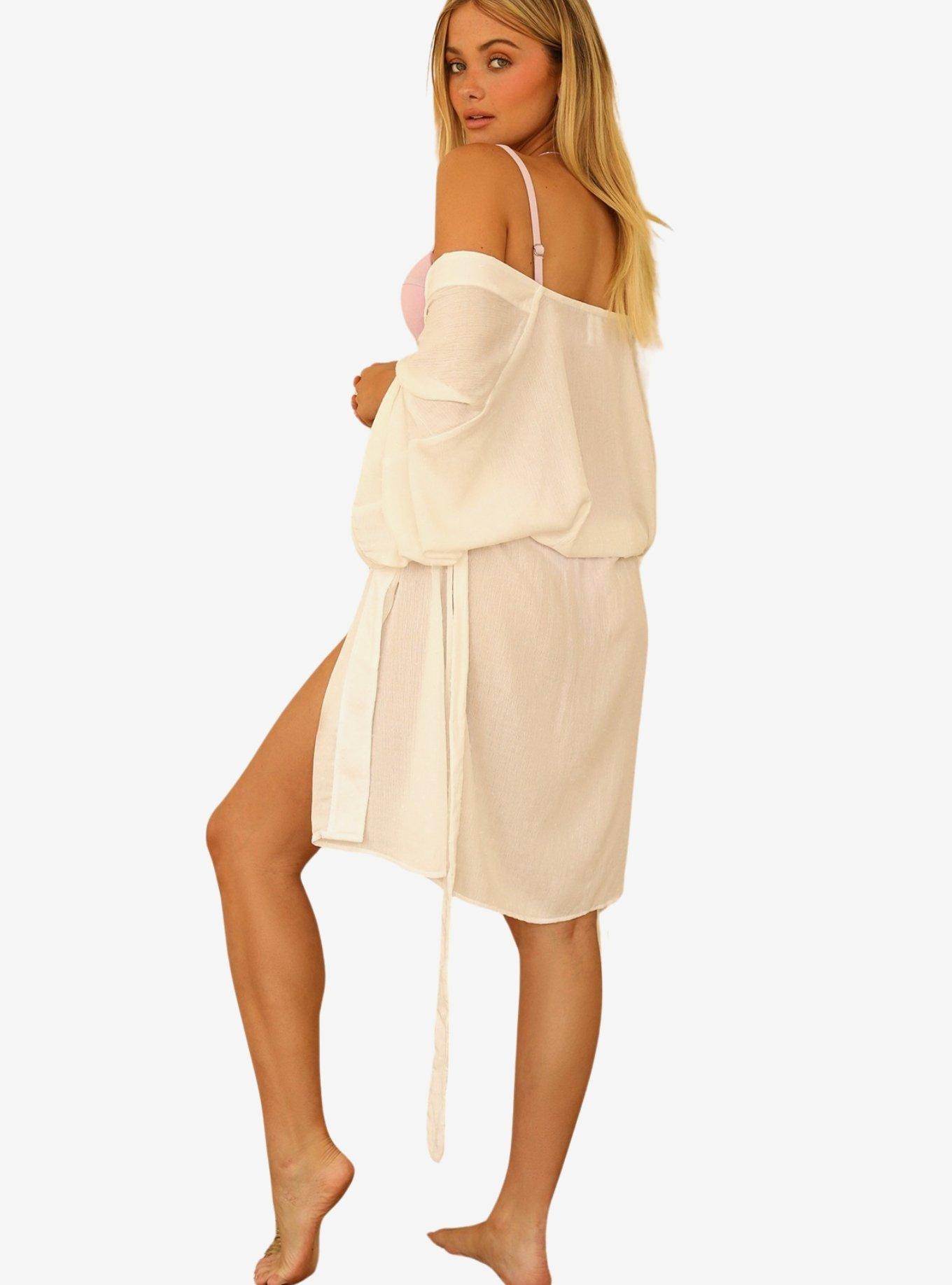 Dippin' Daisy's Marilyn Swim Cover-Up Robe Dotted Crepe, BEIGE, alternate