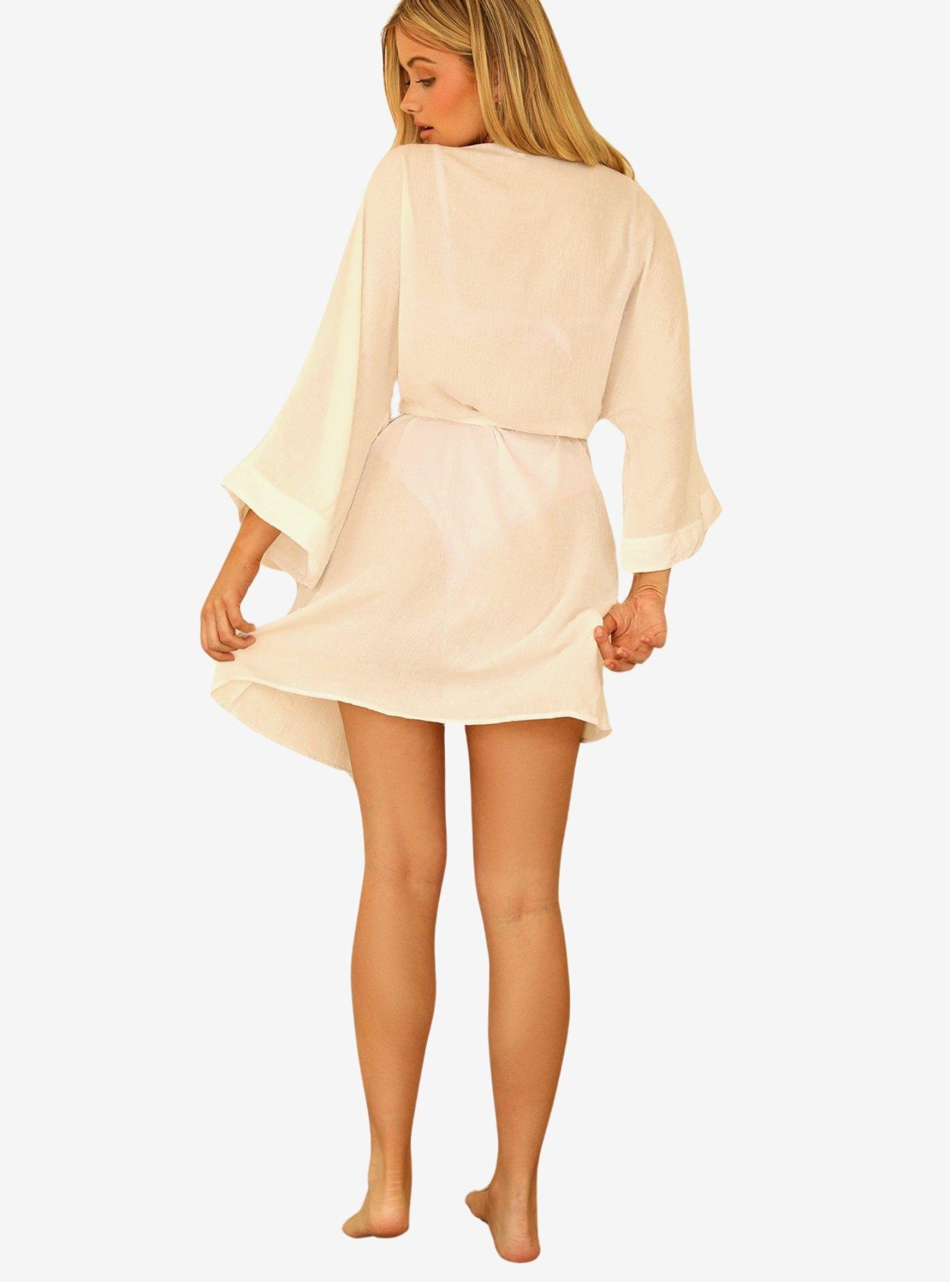 Dippin' Daisy's Marilyn Swim Cover-Up Robe Dotted Crepe, BEIGE, alternate