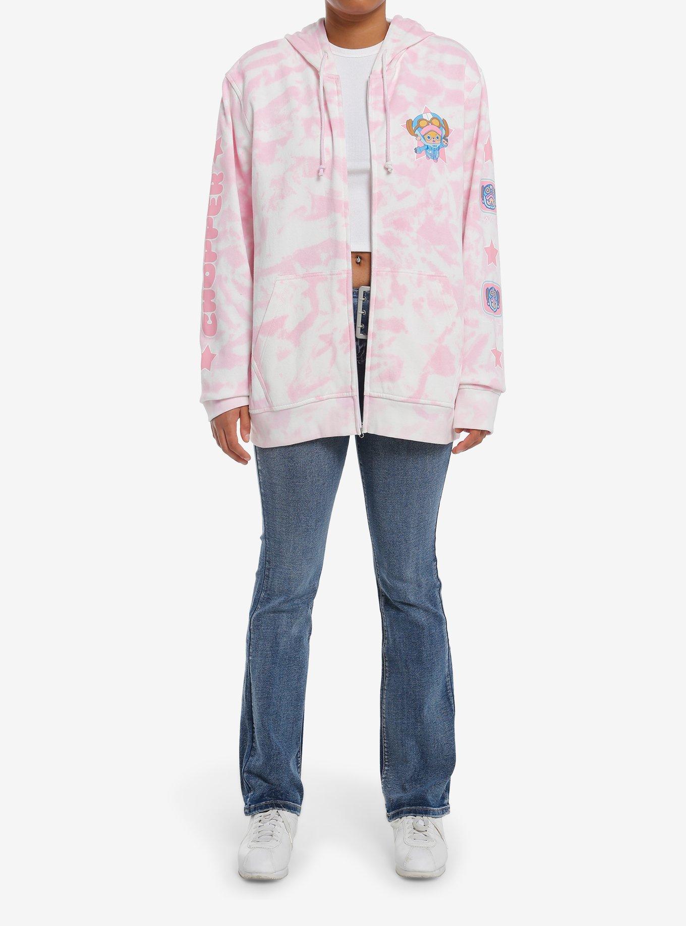 One Piece Chopper Pink Tie-Dye Girls Oversized Hoodie, MULTI, alternate