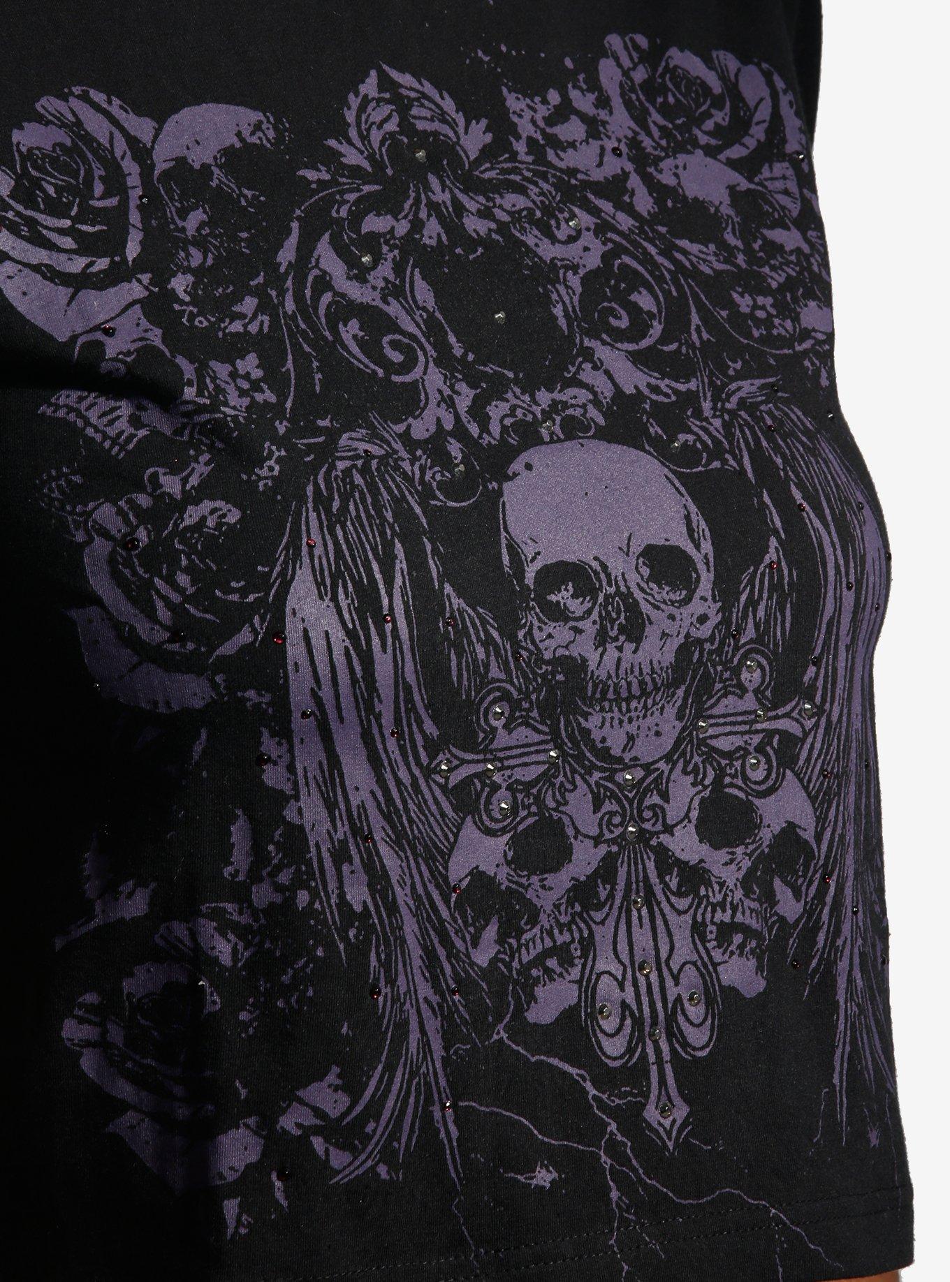 Social Collision Purple Skulls & Rhinestones Girls Baby T-Shirt, PURPLE, alternate