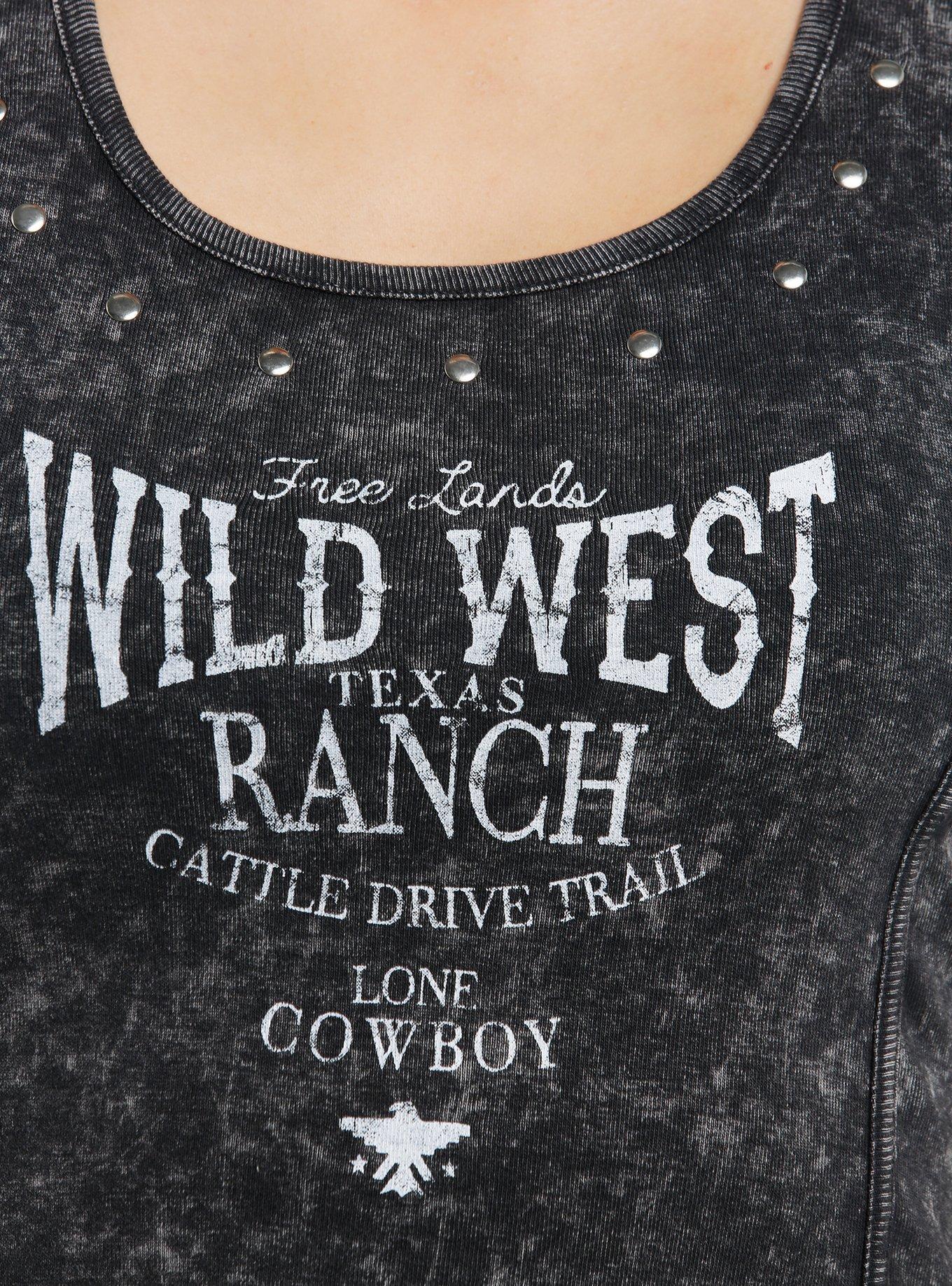 Cosmic Aura Wild West Ranch Studded Wash Girls Tank Top