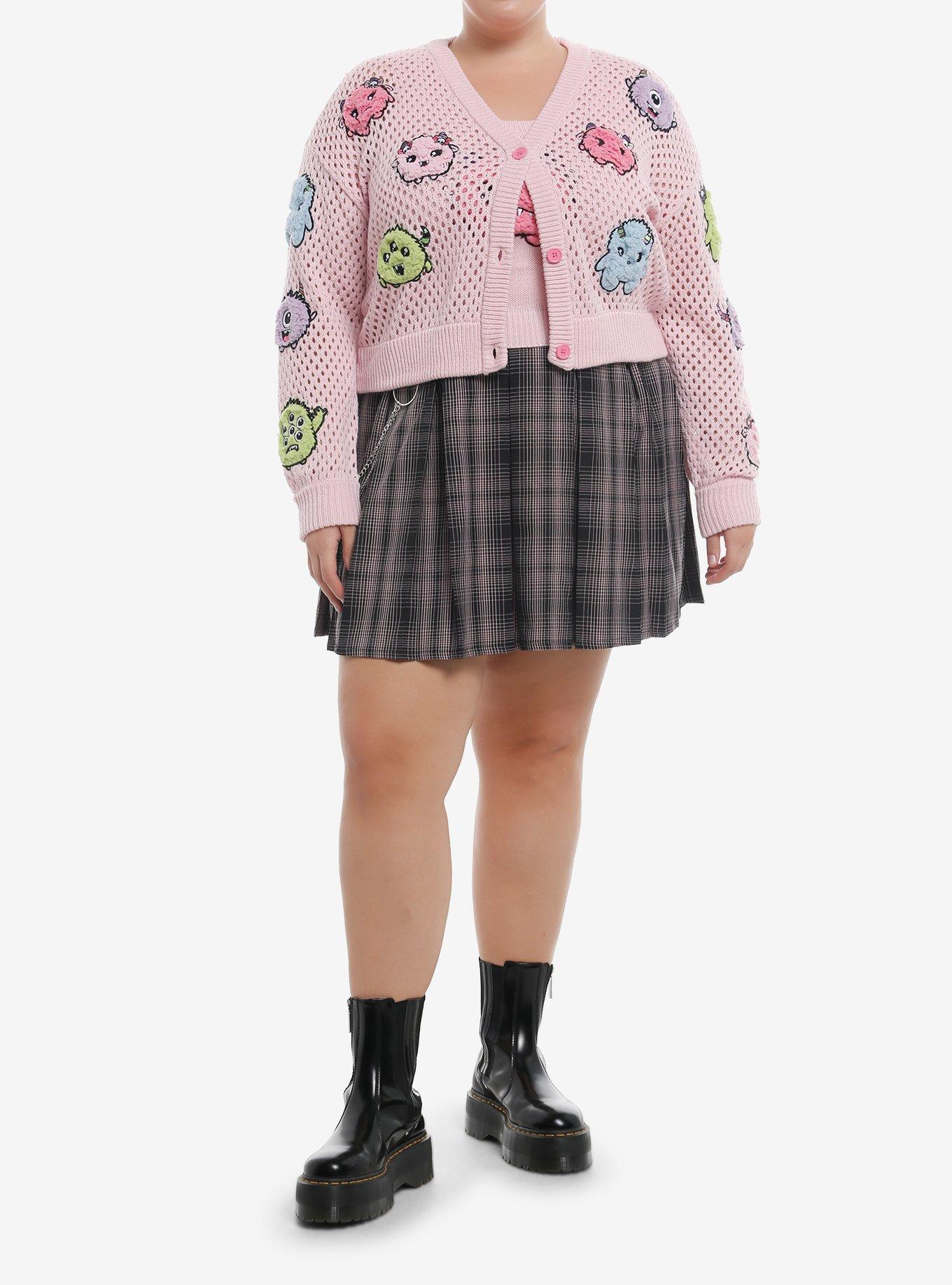 Sweet Society Fuzzy Monster Girls Cardigan & Tank Top Set Plus Size, , hi-res