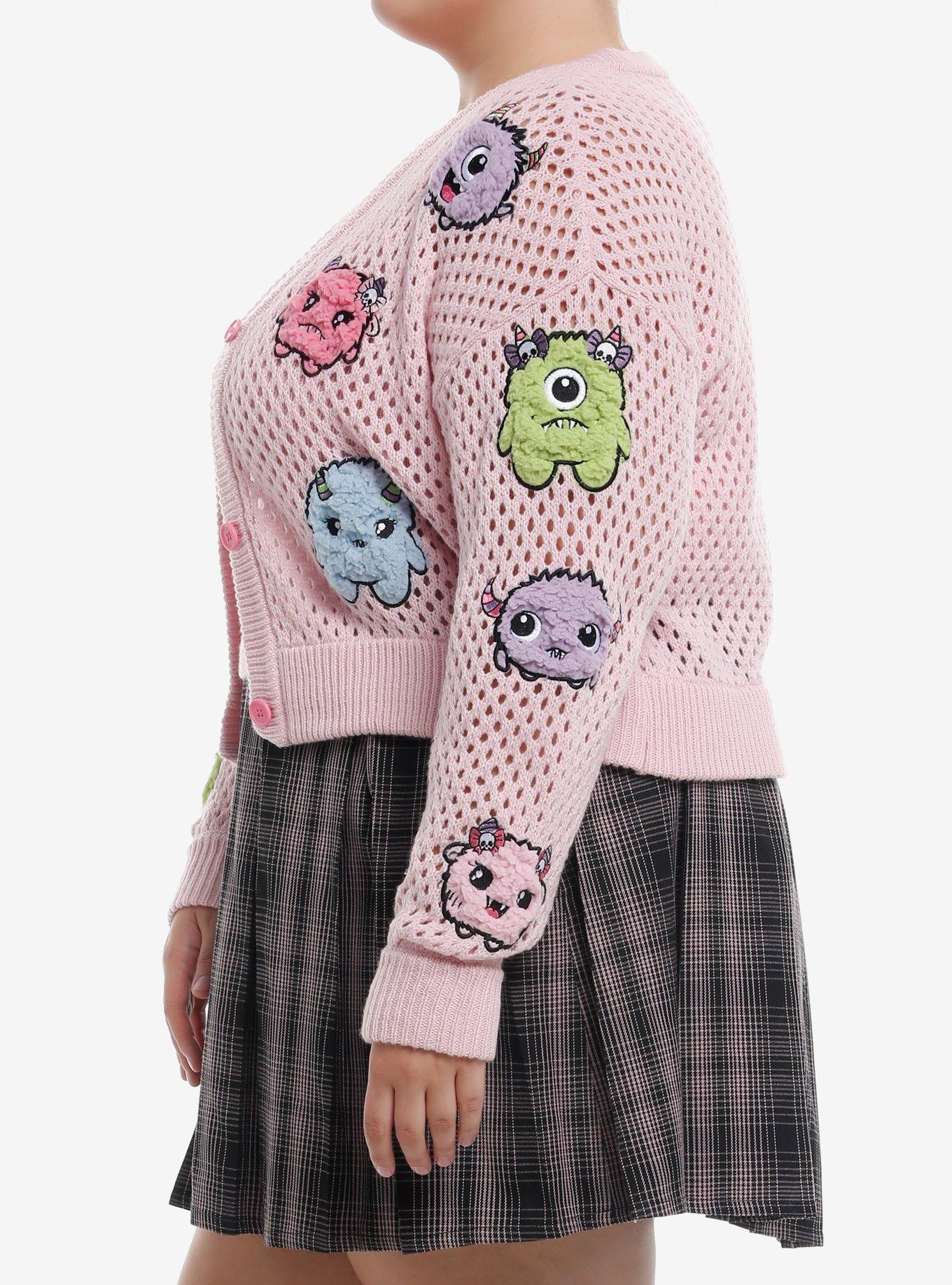 Sweet Society Fuzzy Monster Girls Cardigan & Tank Top Set Plus Size, MULTI, alternate
