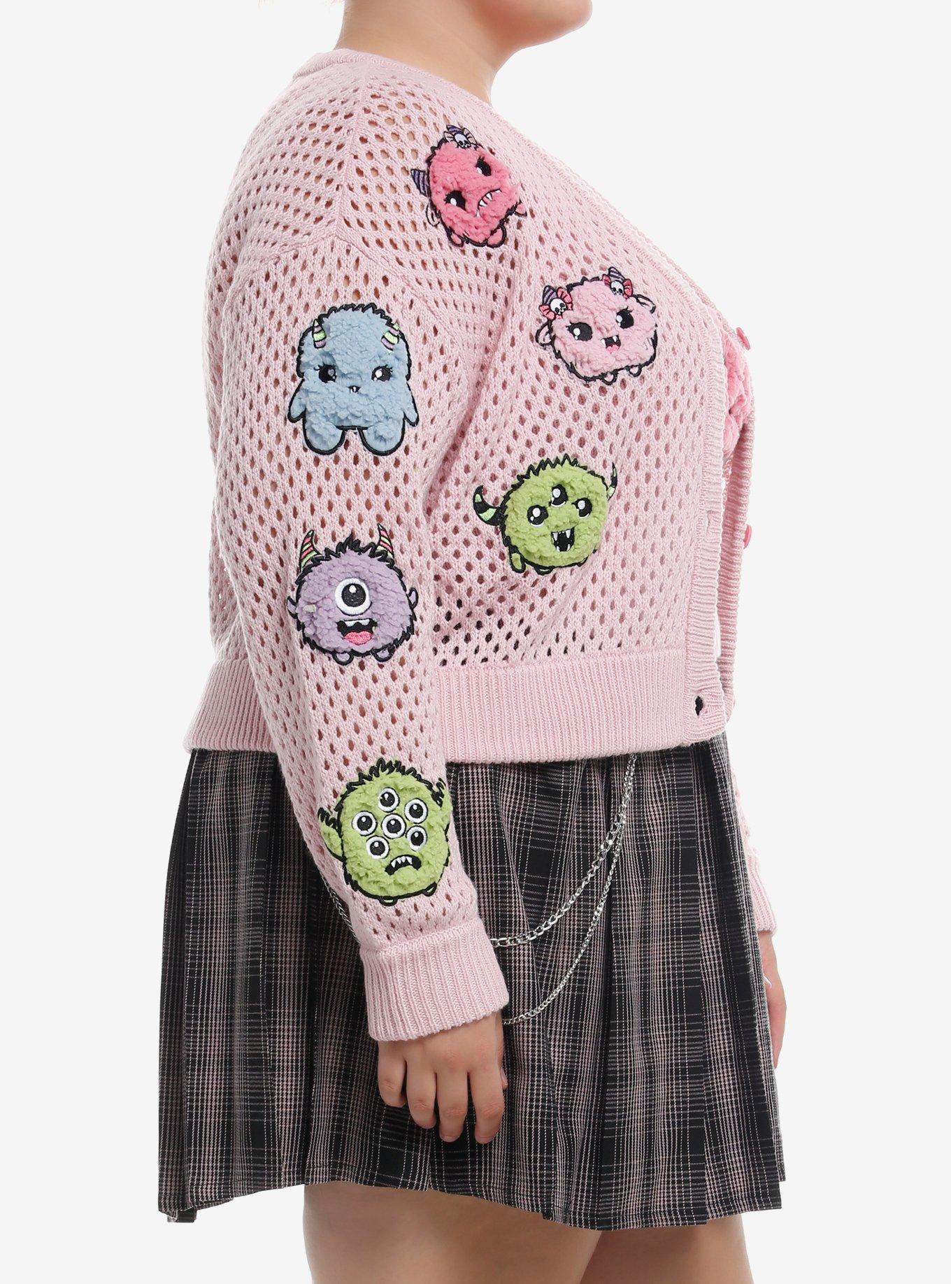 Sweet Society Fuzzy Monster Girls Cardigan & Tank Top Set Plus Size, MULTI, alternate