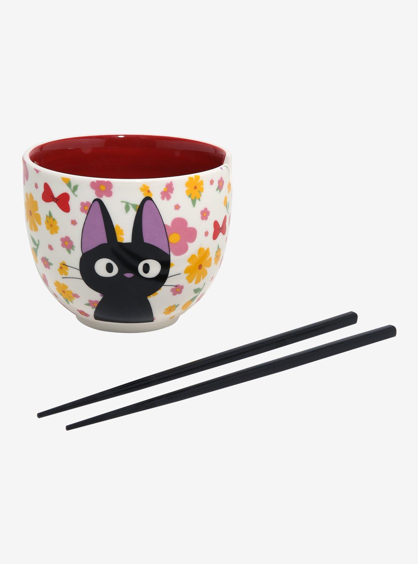 Studio Ghibli® Kiki's Delivery Service Floral Jiji Ramen Bowl with Chopsticks - BoxLunch Exclusive, , hi-res