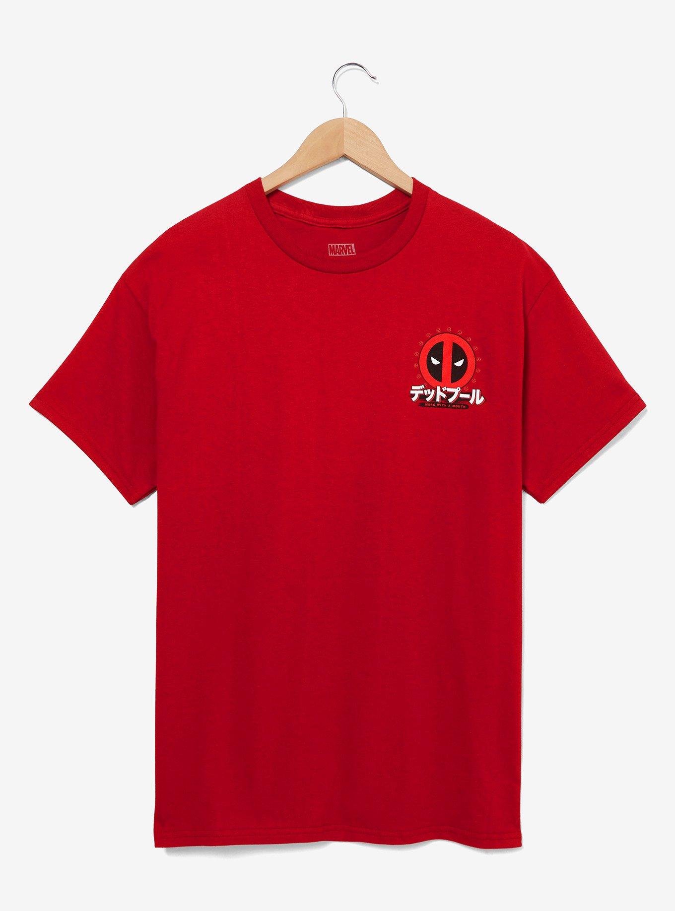 ★MARVELCOLLECTION★ Small Planet Deadpool Box Logo T-Shirt Small Planet Marvel Deadpool T-shirt Assemble Black L Black
