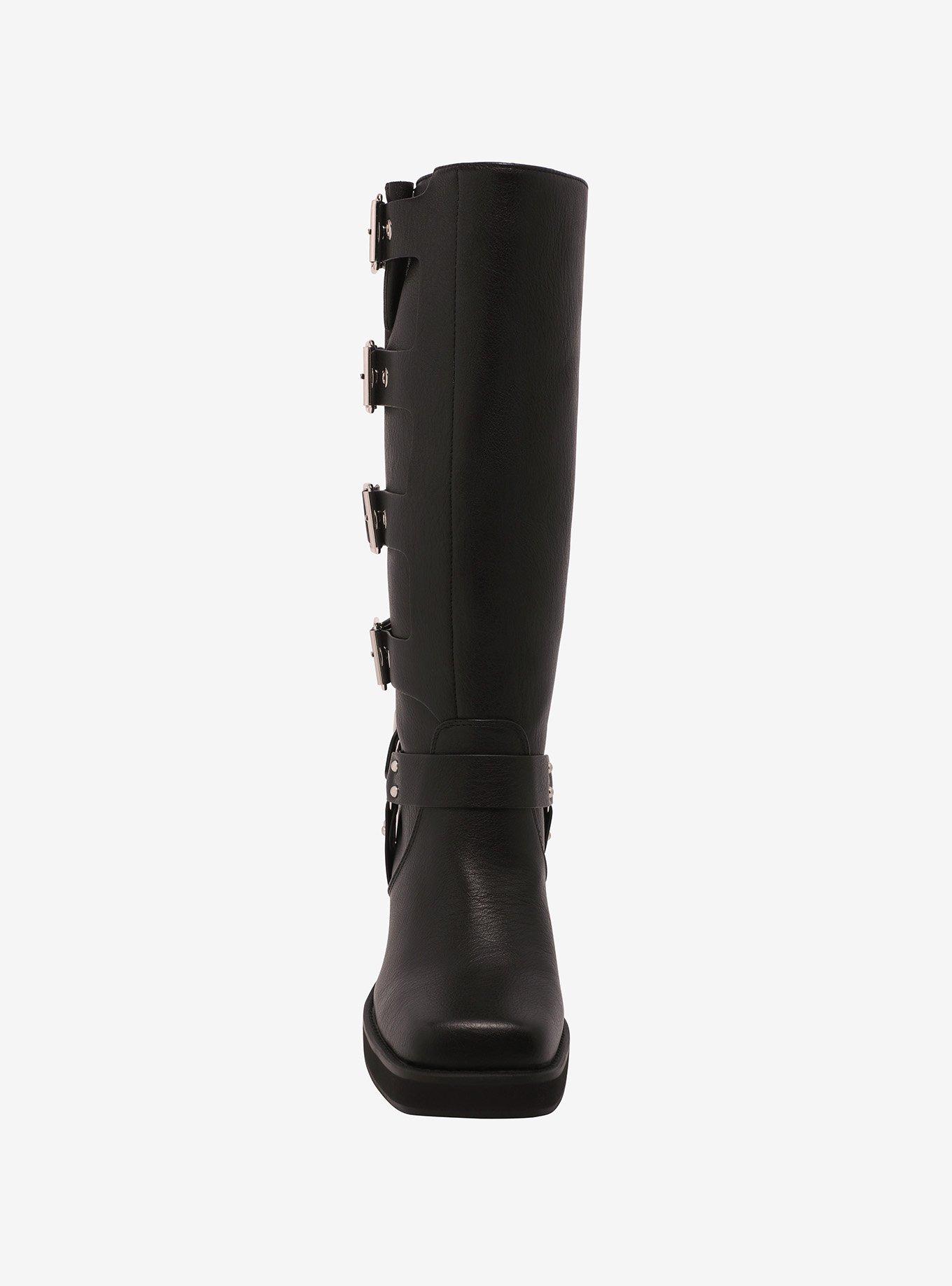 Azalea Wang Black Bronson Buckle Strap Boots, MULTI, alternate