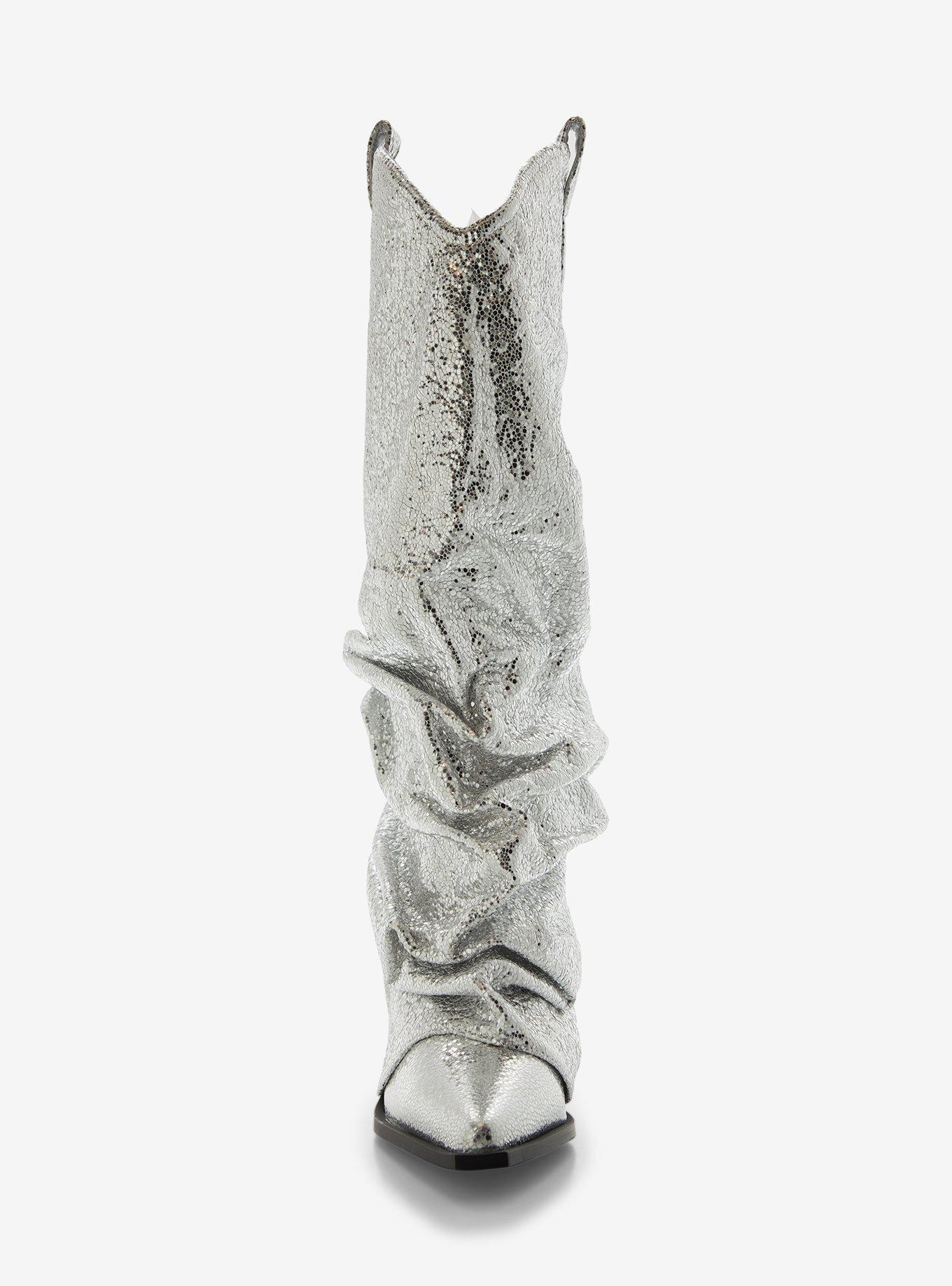 Azalea Wang Shawnee Silver Fold Over Wedge Boots, MULTI, alternate