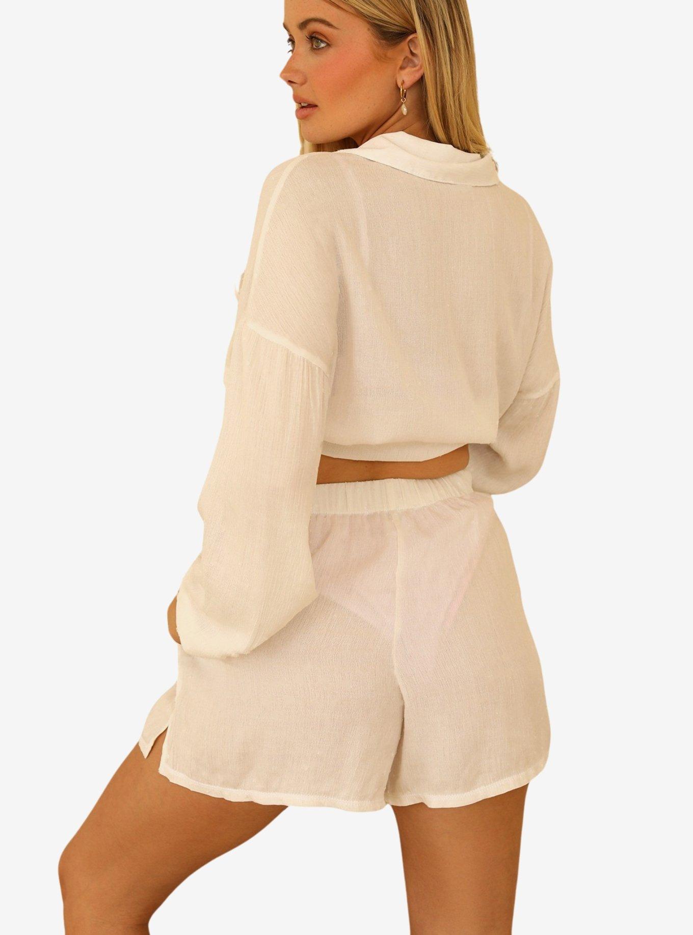 Dippin' Daisy's Ashley Swim Cover-Up Shorts Dotted Crepe, BEIGE, alternate