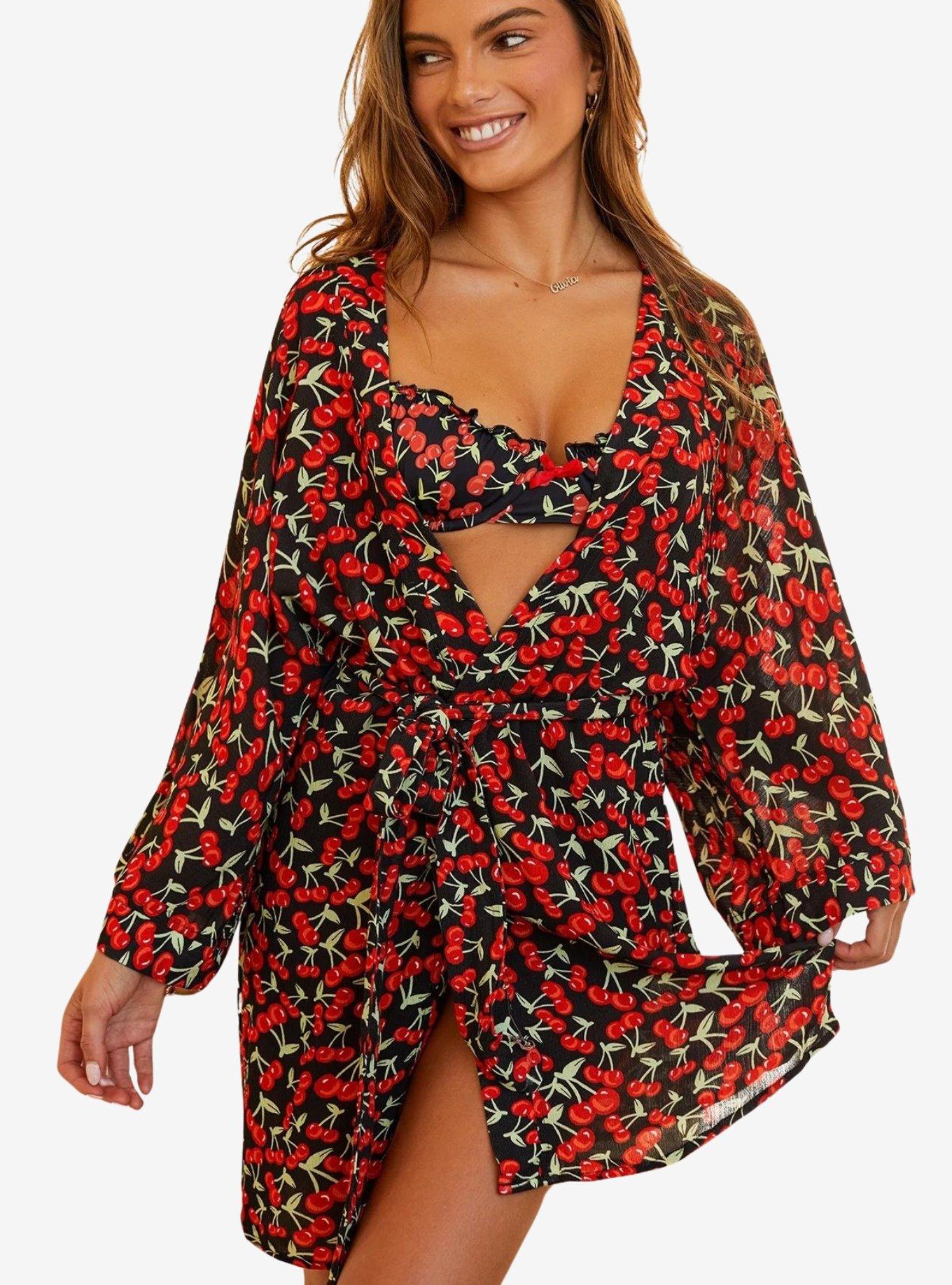 Dippin' Daisy's Marilyn Swim Cover-Up Belted Robe Cherise, MULTI, alternate