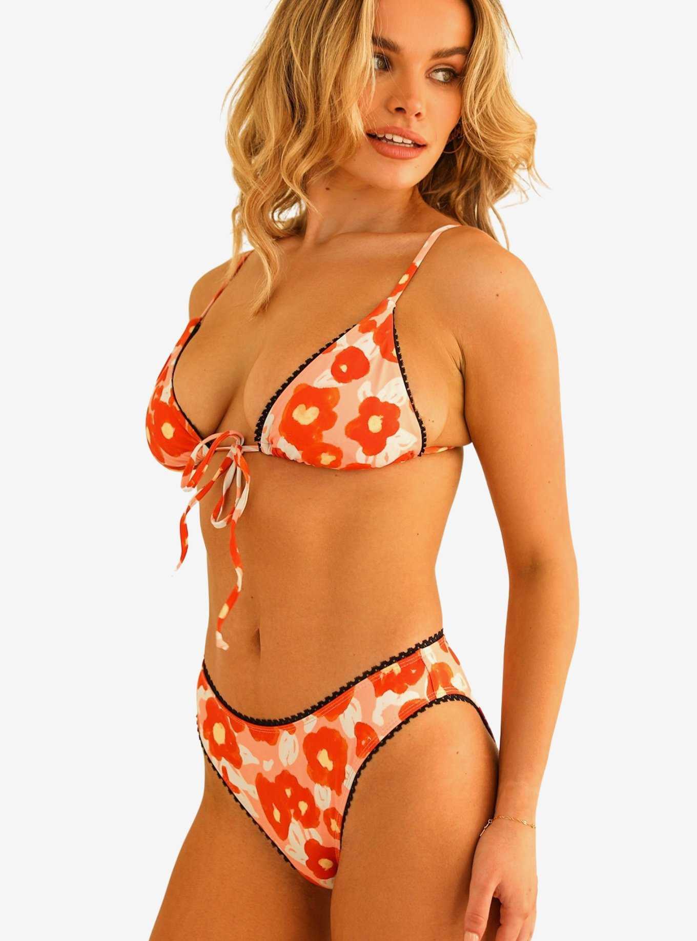 Dippin' Daisy's Cove Tie Front Triangle Swim Top In Bloom, , hi-res