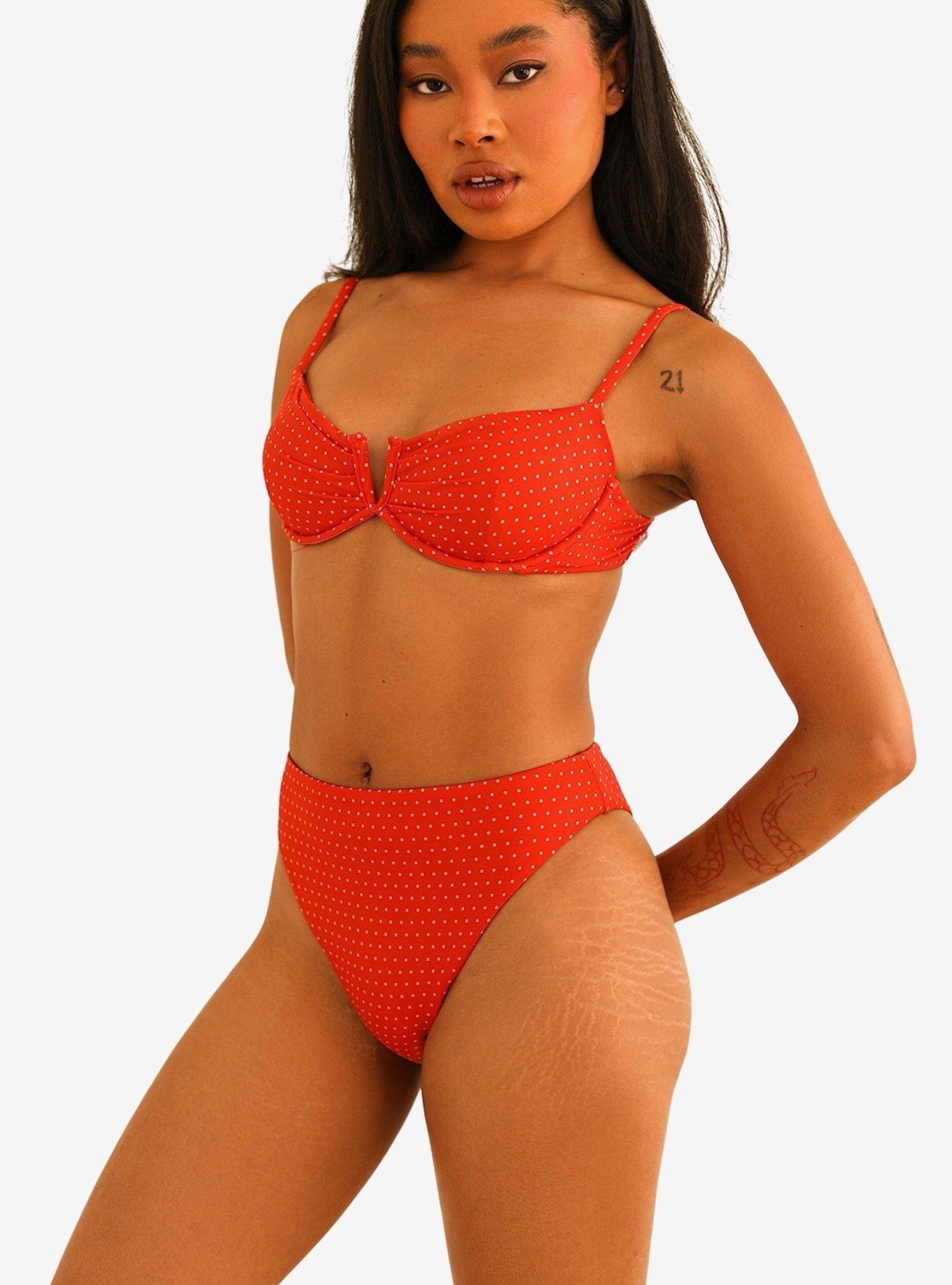 Dippin' Daisy's Seashore High Waisted Cheeky Swim Bottom Pin Up Dot, MULTI, alternate