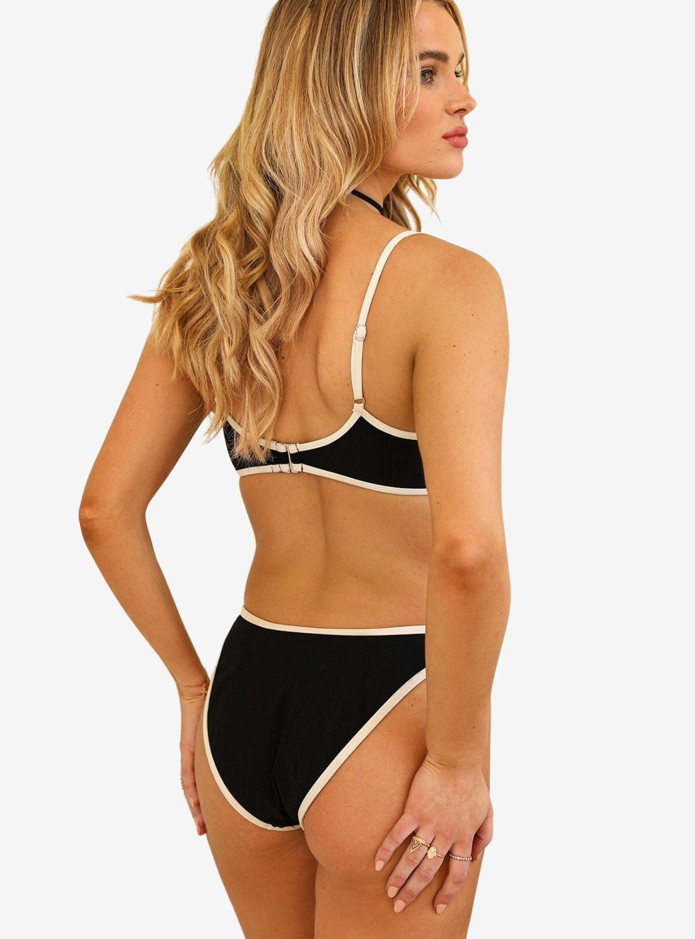 Dippin' Daisy's Glow Cheeky Swim Bottom Black Rib, BLACK, alternate