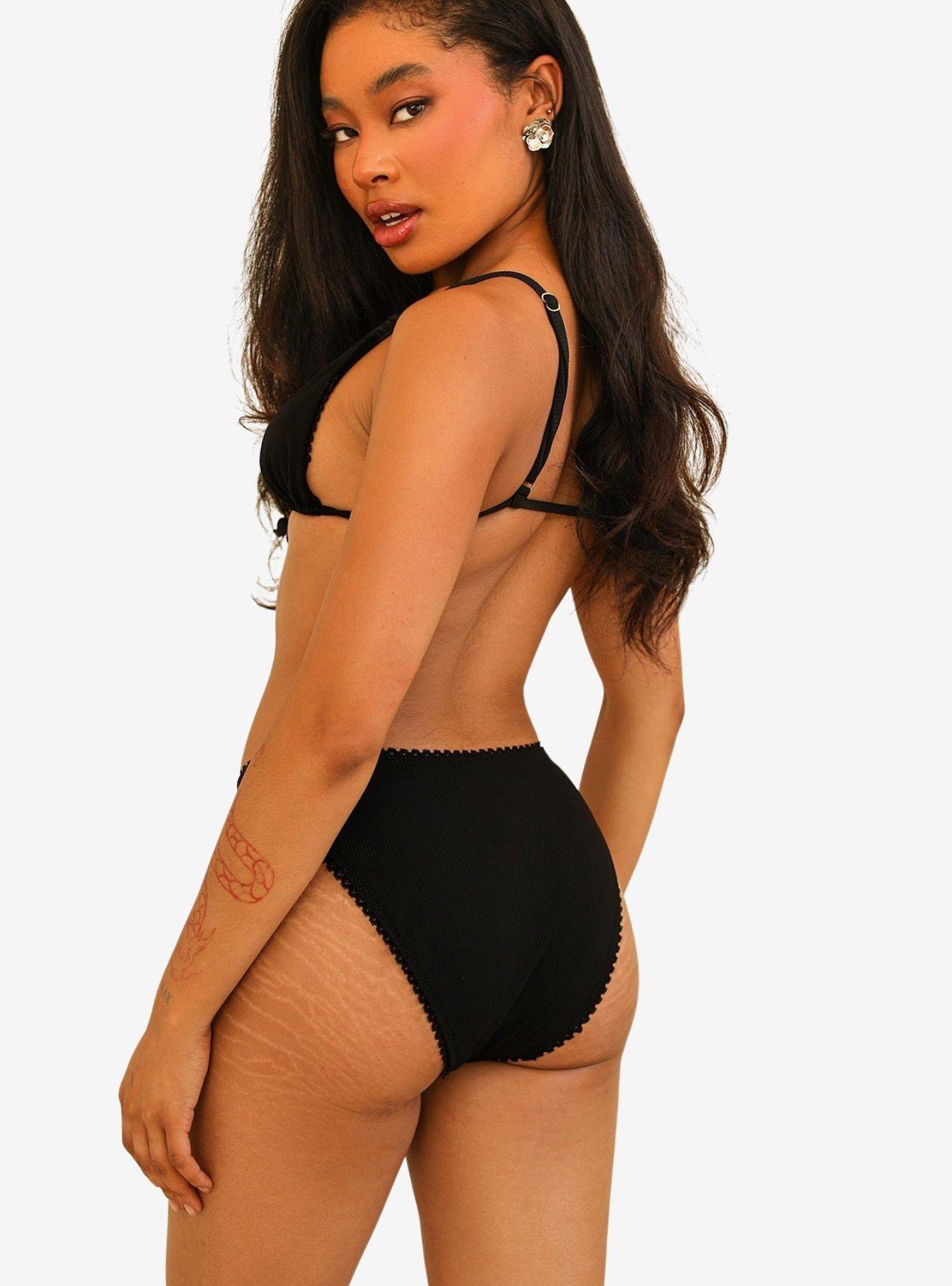 Dippin' Daisy's Cindy Cheeky Swim Bottom Black Rib, BLACK, alternate