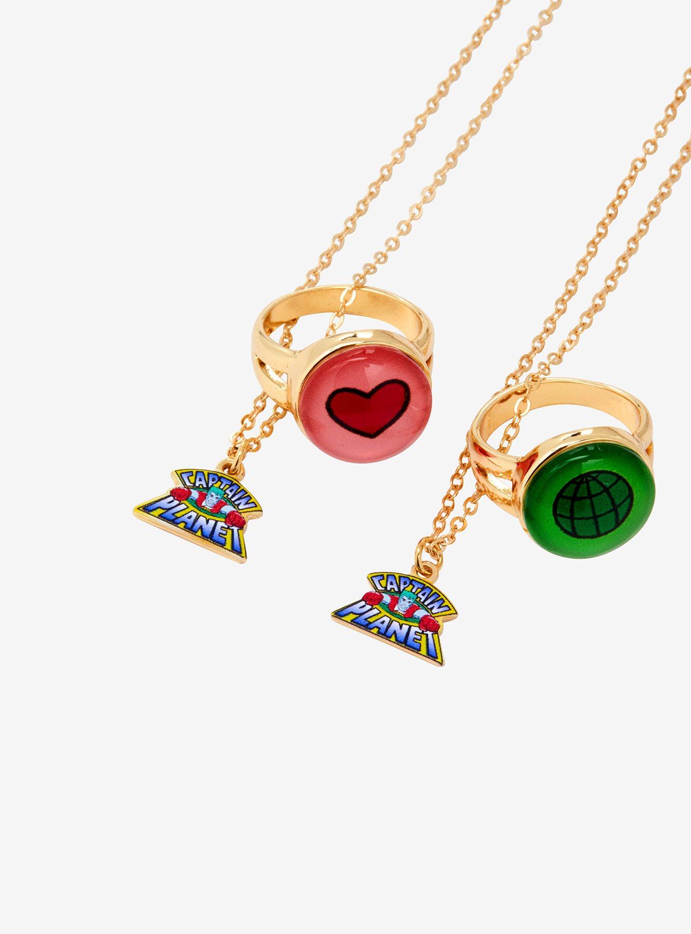 Captain Planet Ring Replica Best Friend Necklace Set, , alternate