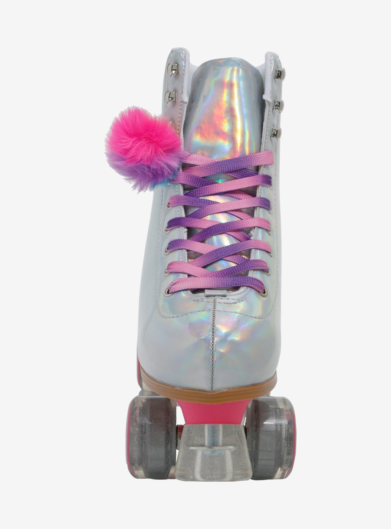 Cosmic Skates Silver Iridescent Pom Pom Roller Skates, MULTI, alternate