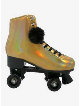 Cosmic Skates Gold Iridescent Pom Pom Roller Skates, , hi-res