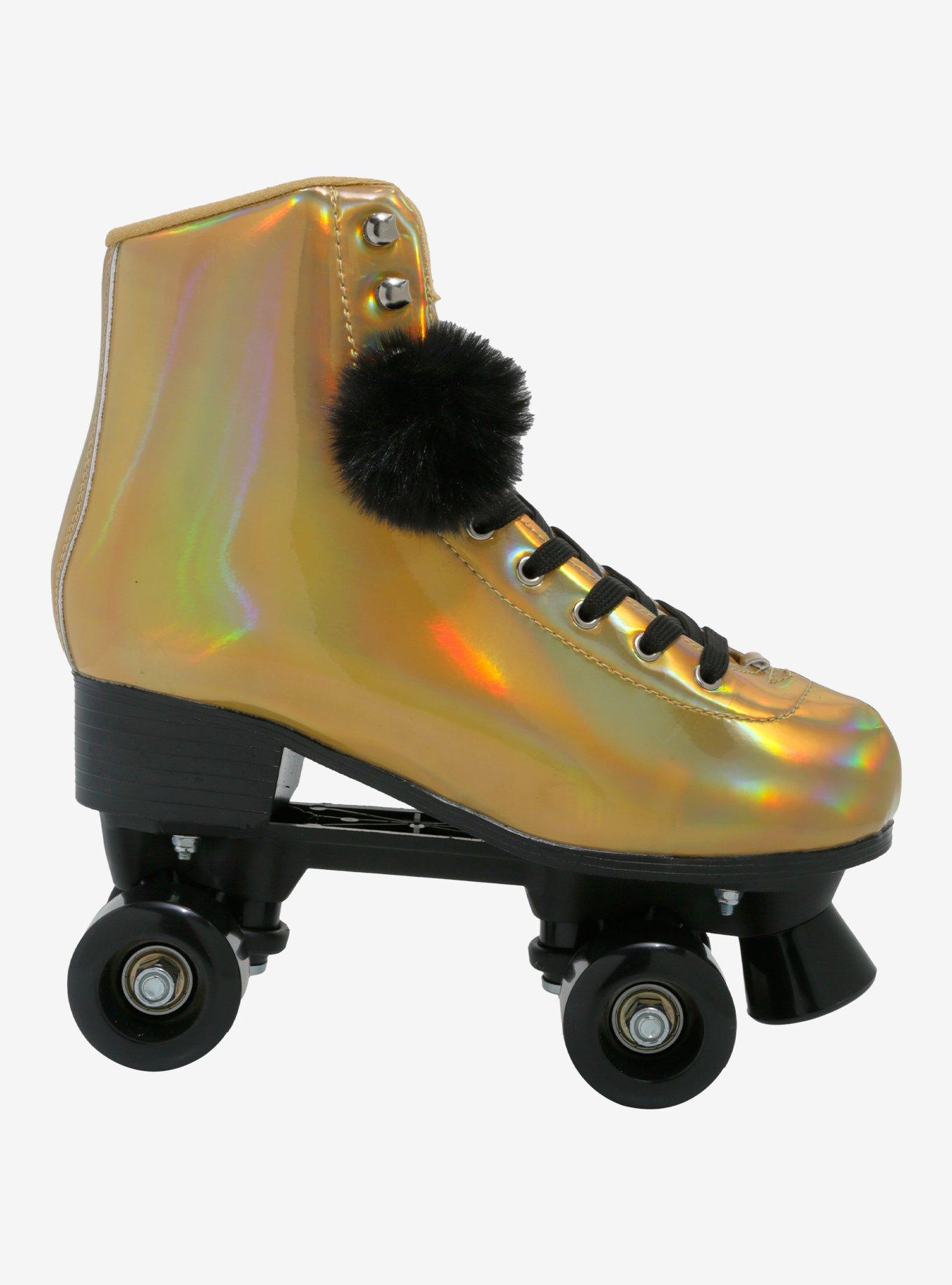 Cosmic Skates Gold Iridescent Pom Pom Roller Skates, MULTI, alternate