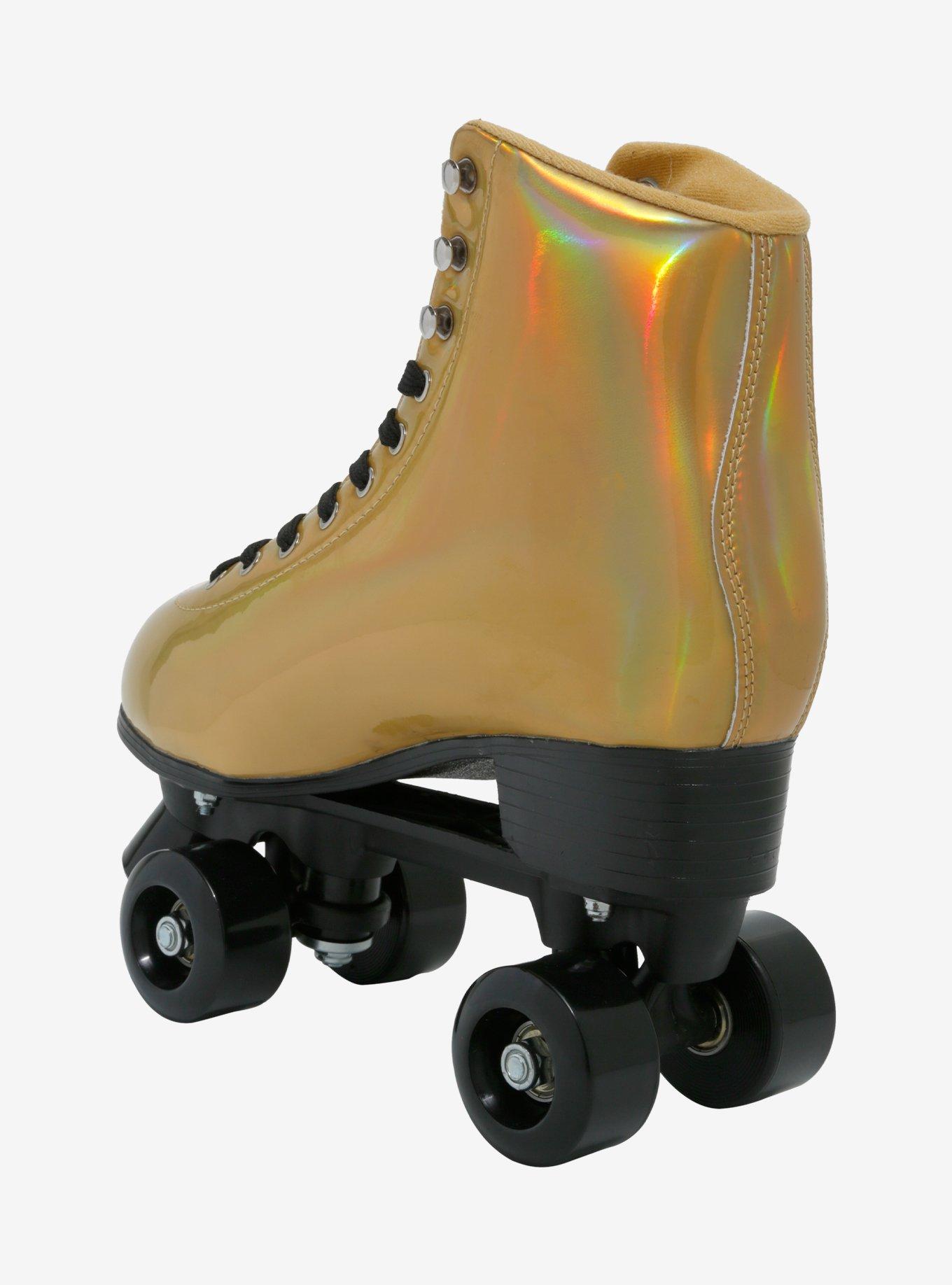 Cosmic Skates Gold Iridescent Pom Pom Roller Skates, MULTI, alternate