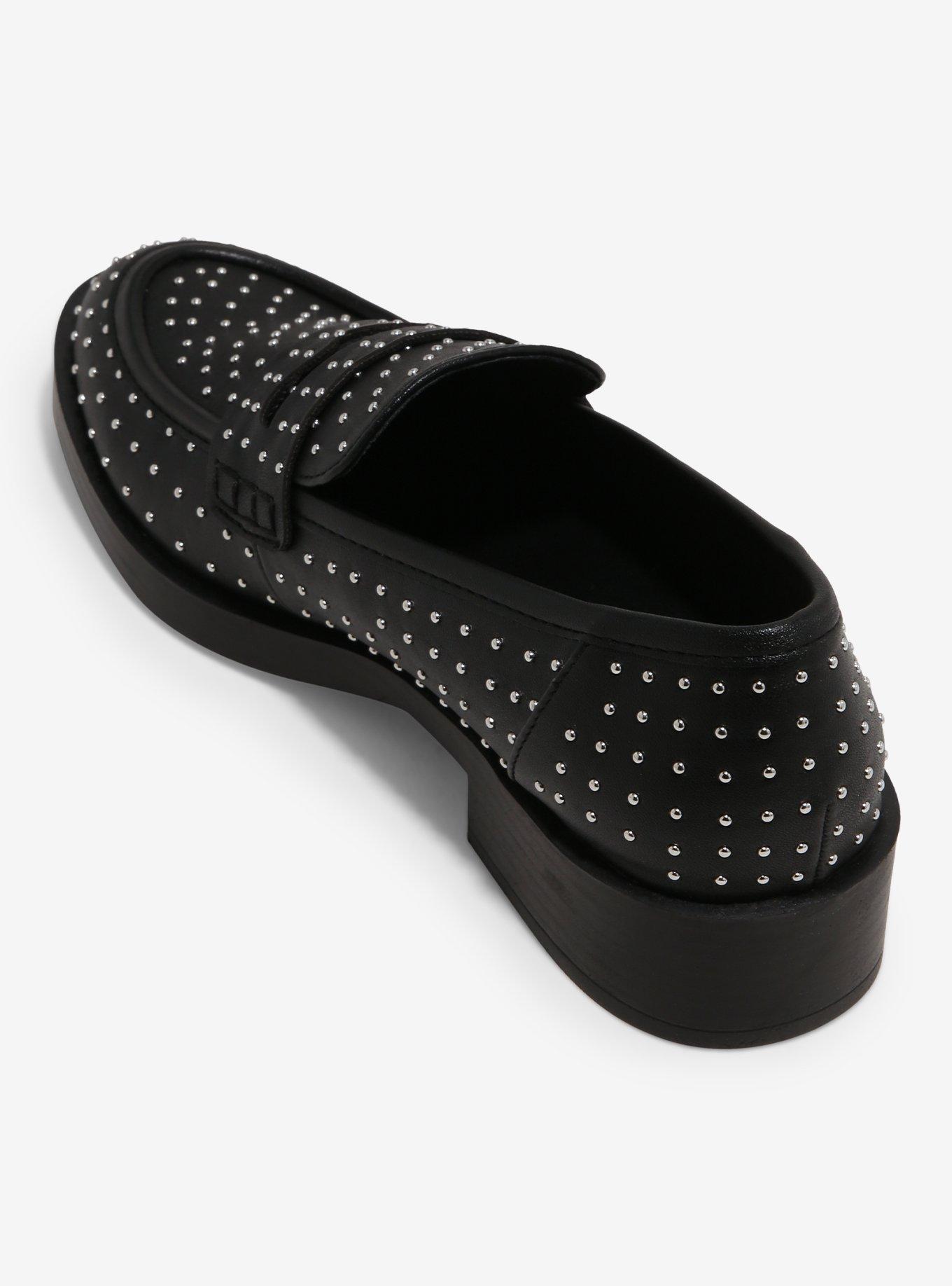 Chinese Laundry Black Studded Loafers, , hi-res