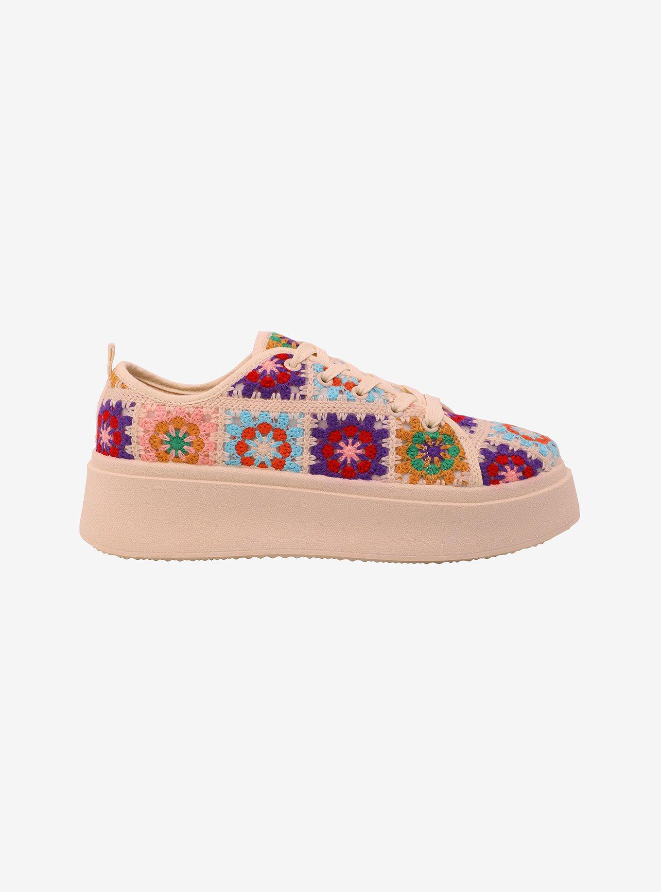 Dirty Laundry Crochet Flowers Sneakers, MULTI, alternate