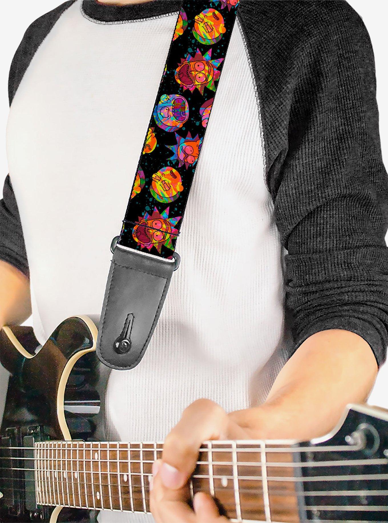 Rick and Morty Vaporwave Expressions Scattered Guitar Strap, , hi-res