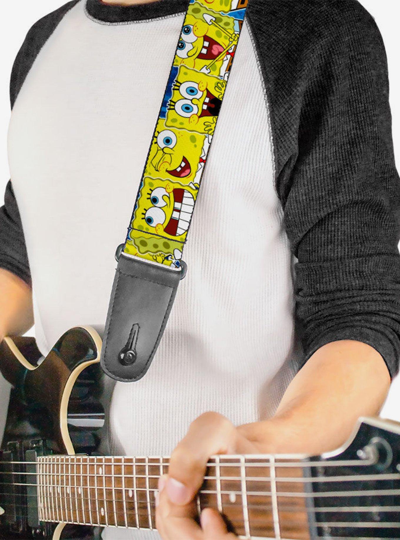 SpongeBob SquarePants Expressions Stripe Blue Guitar Strap, , alternate