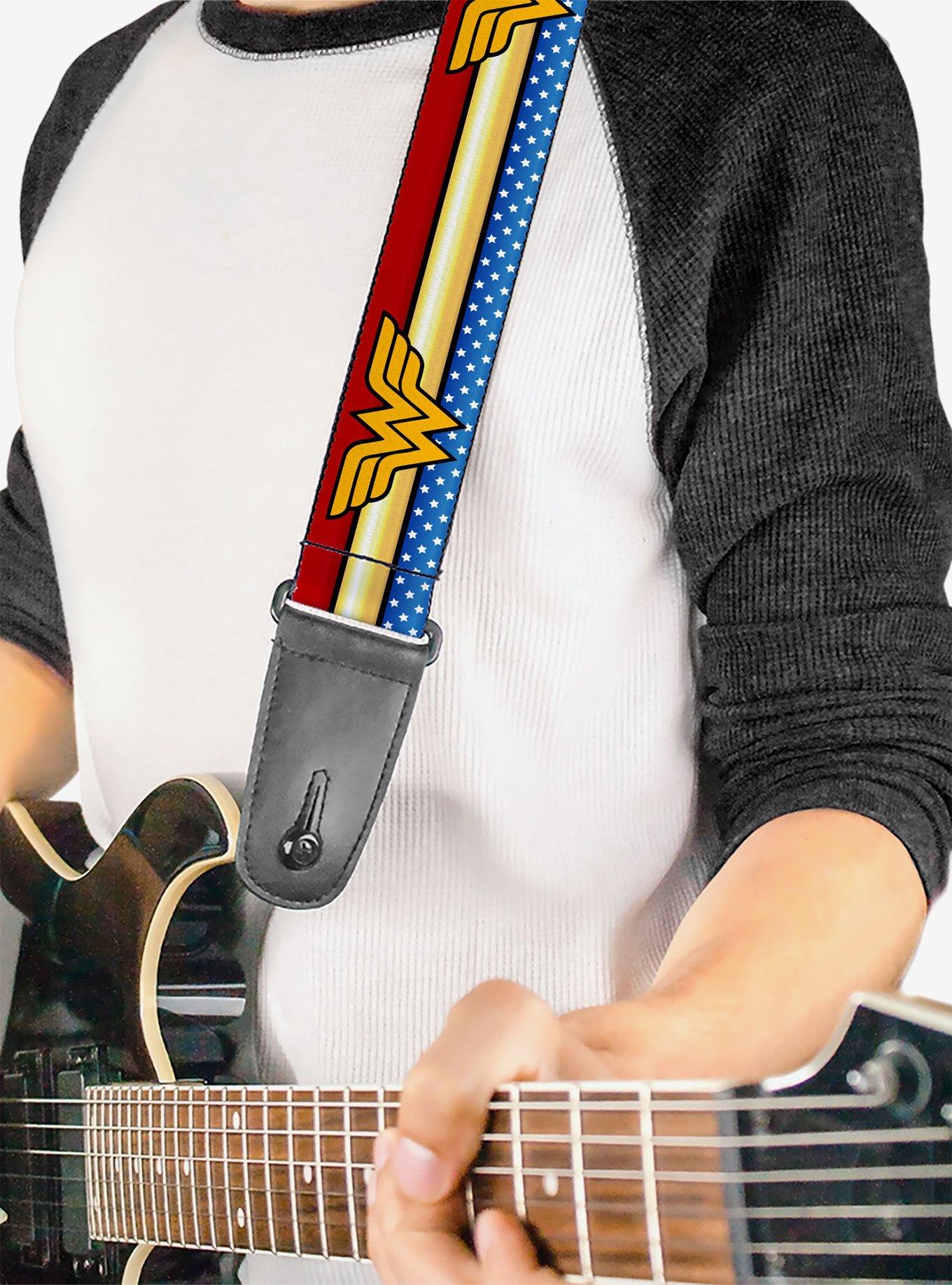 DC Comics Wonder Woman Logo Stripe Stars Guitar Strap, , hi-res