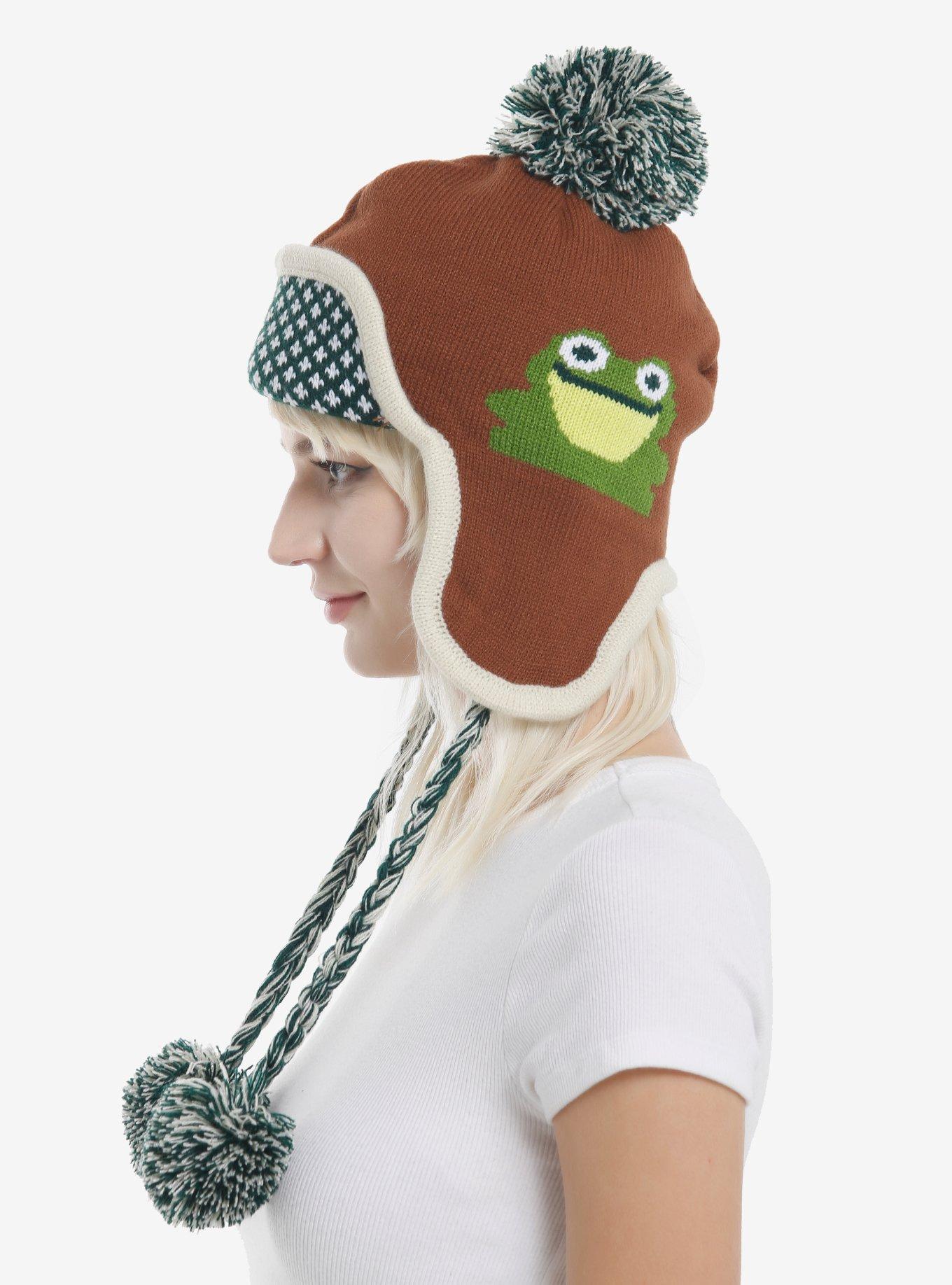 Frog & Mushroom Pom Tassel Beanie, , alternate