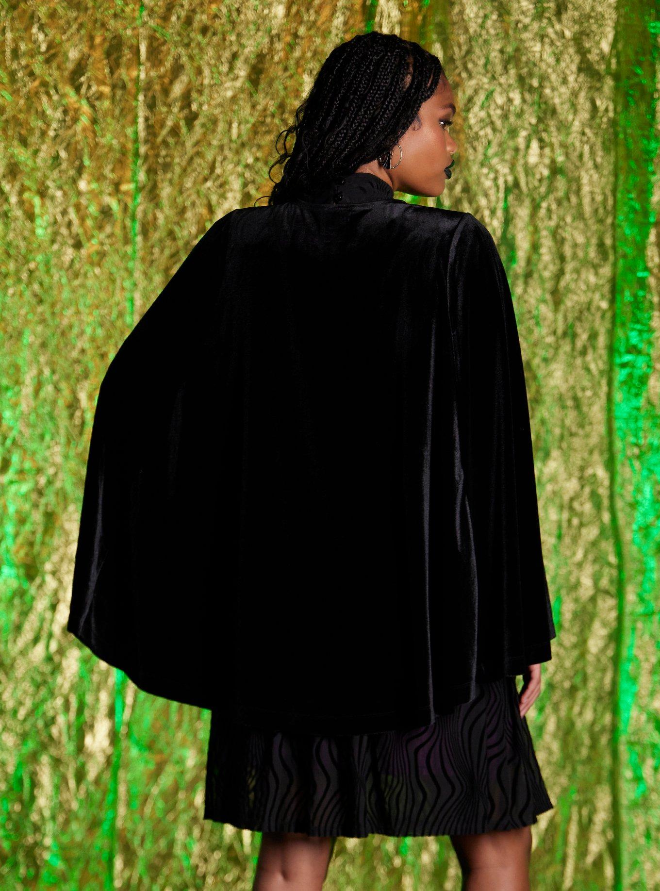 Wicked Elphaba Black Flocked Dress With Cape, BLACK, alternate