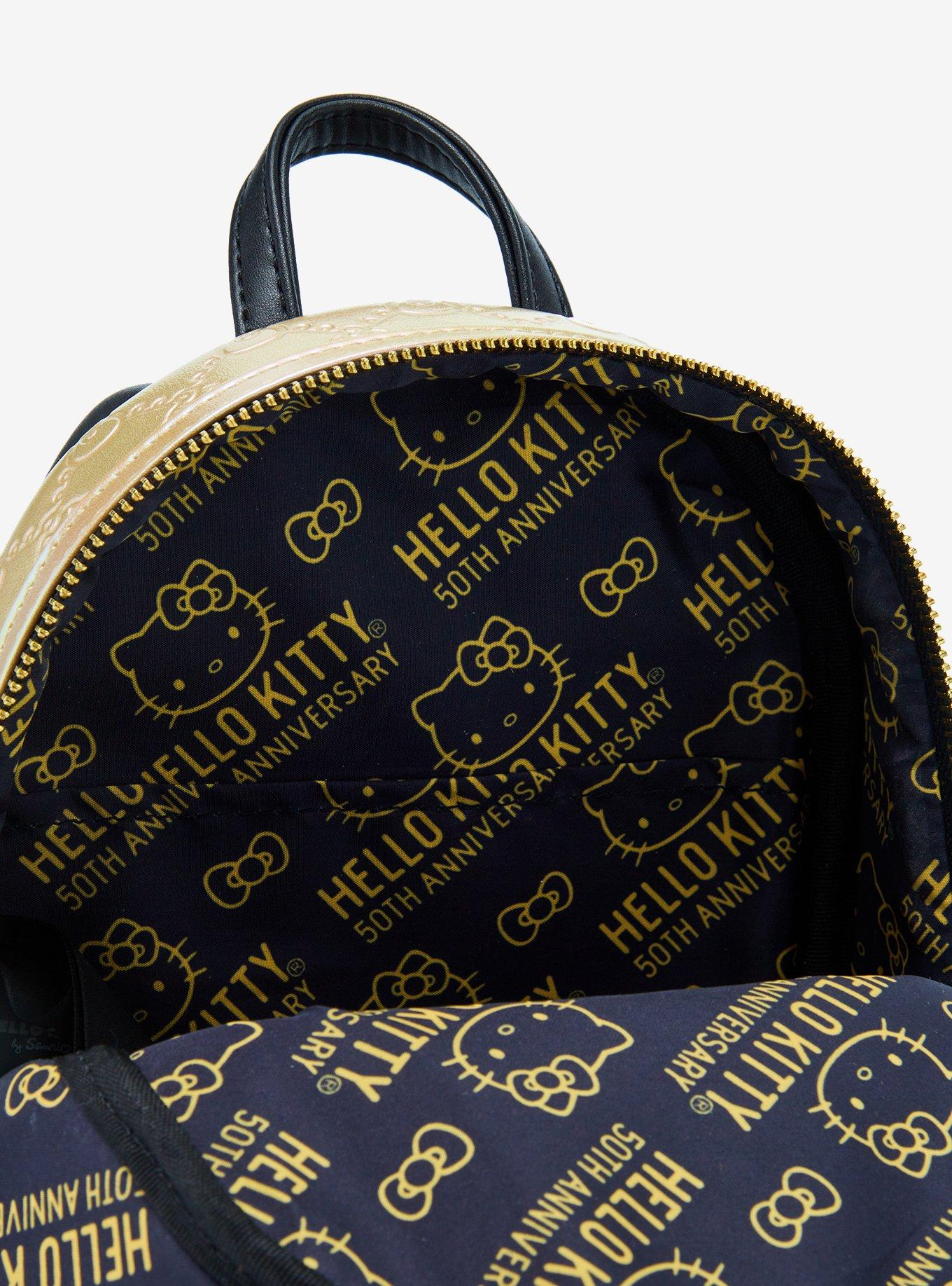 Loungefly Hello Kitty 50th Anniversary Gold Bow Mini Backpack, , alternate