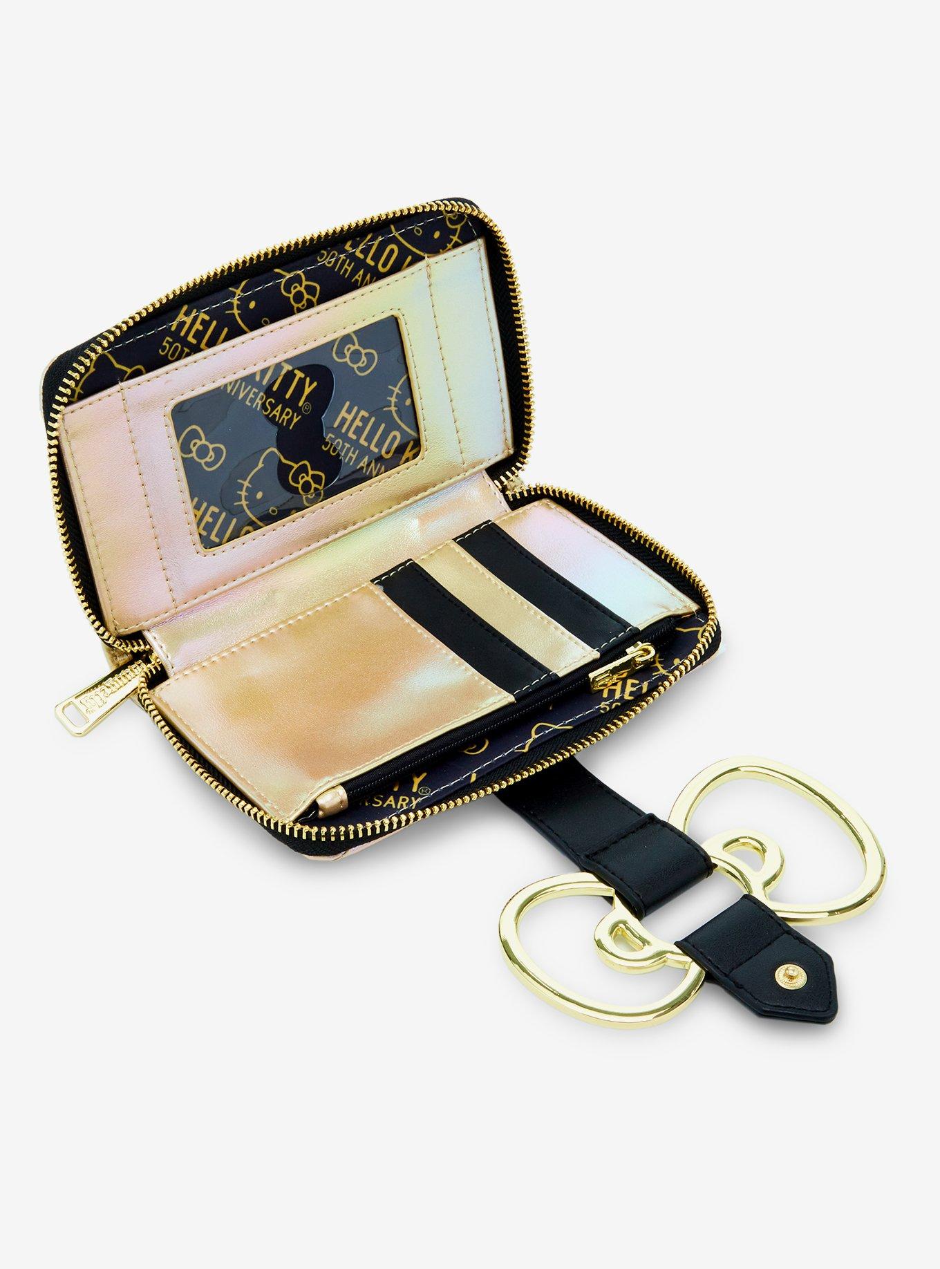 Loungefly Hello Kitty 50th Anniversary Gold Bow Mini Zipper Wallet, , alternate