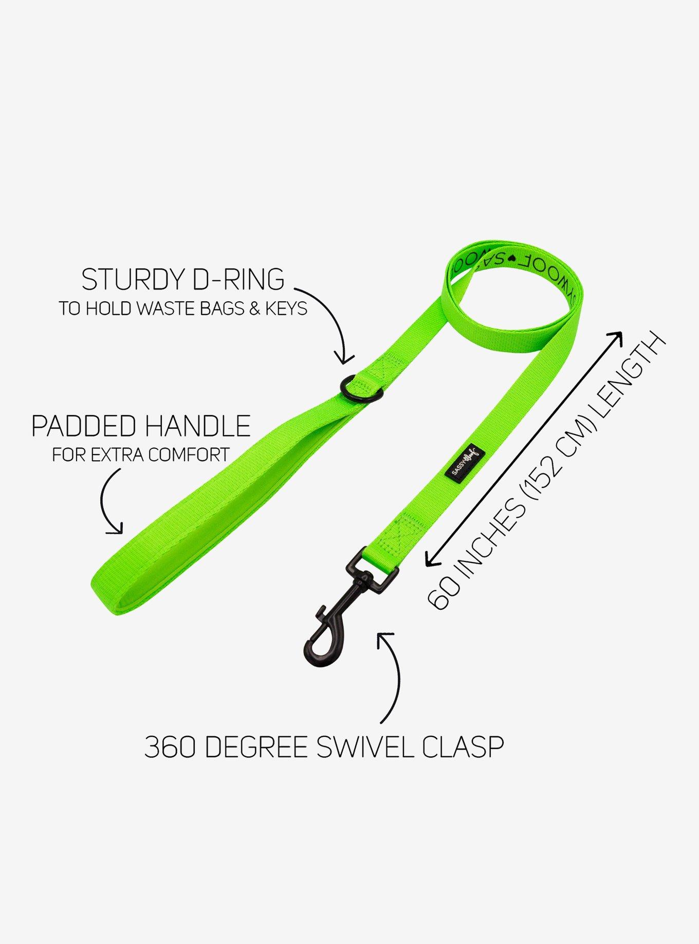 Sassy Woof Neon Green Dog Harness and Leash Bundle, GREEN, alternate