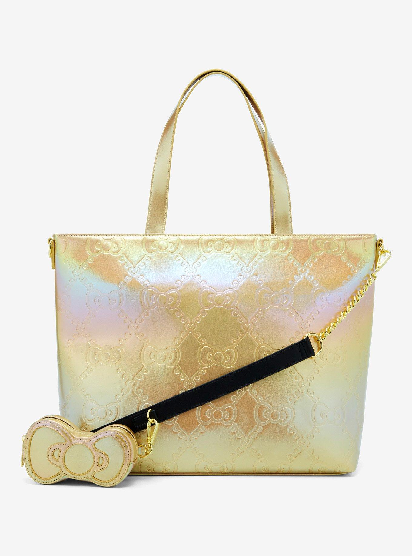 Loungefly Sanrio Hello Kitty Gold Bows Metallic Tote Bag