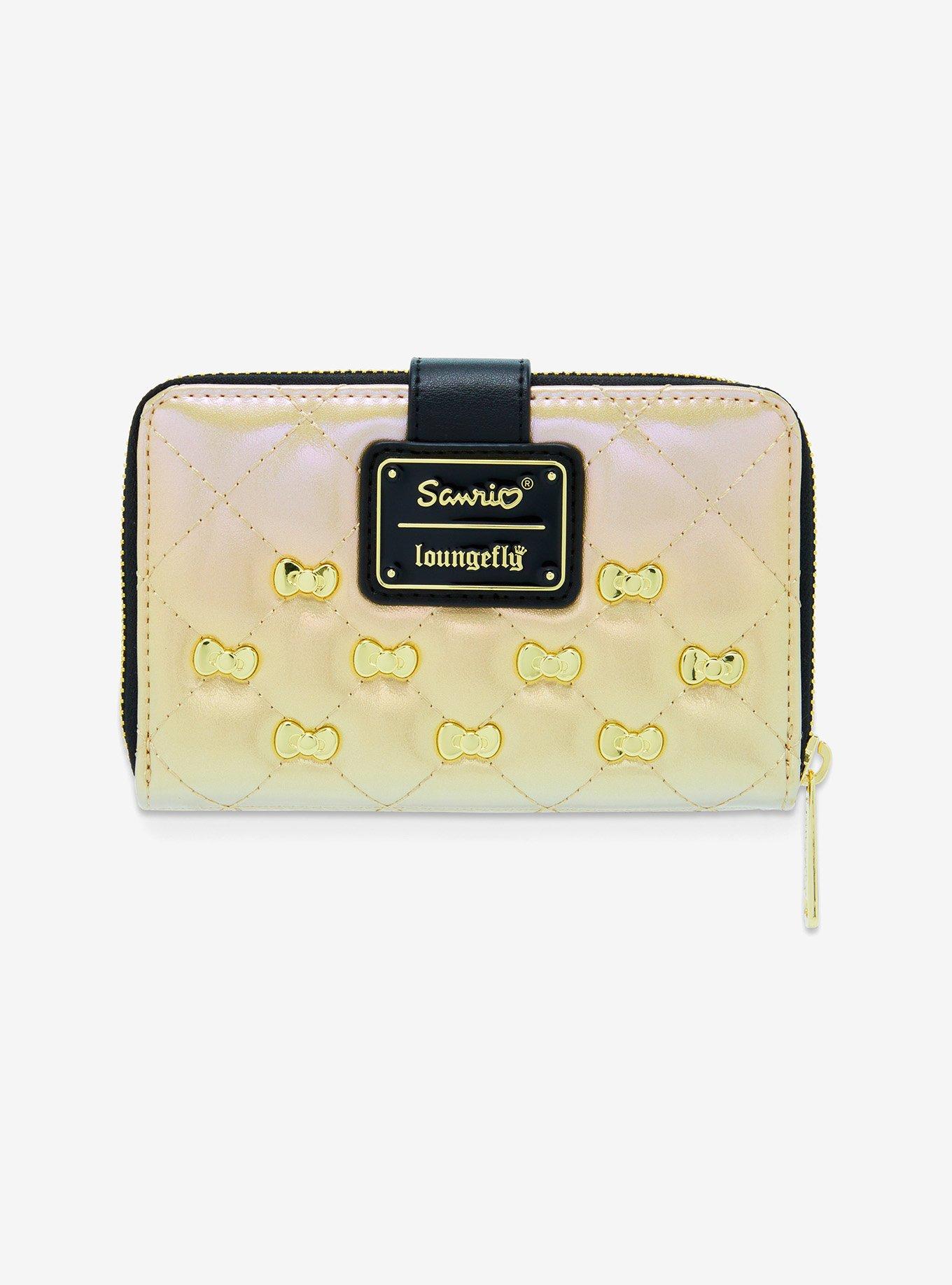 Loungefly Sanrio Hello Kitty Gold Bows Metallic Small Zip Wallet, , alternate