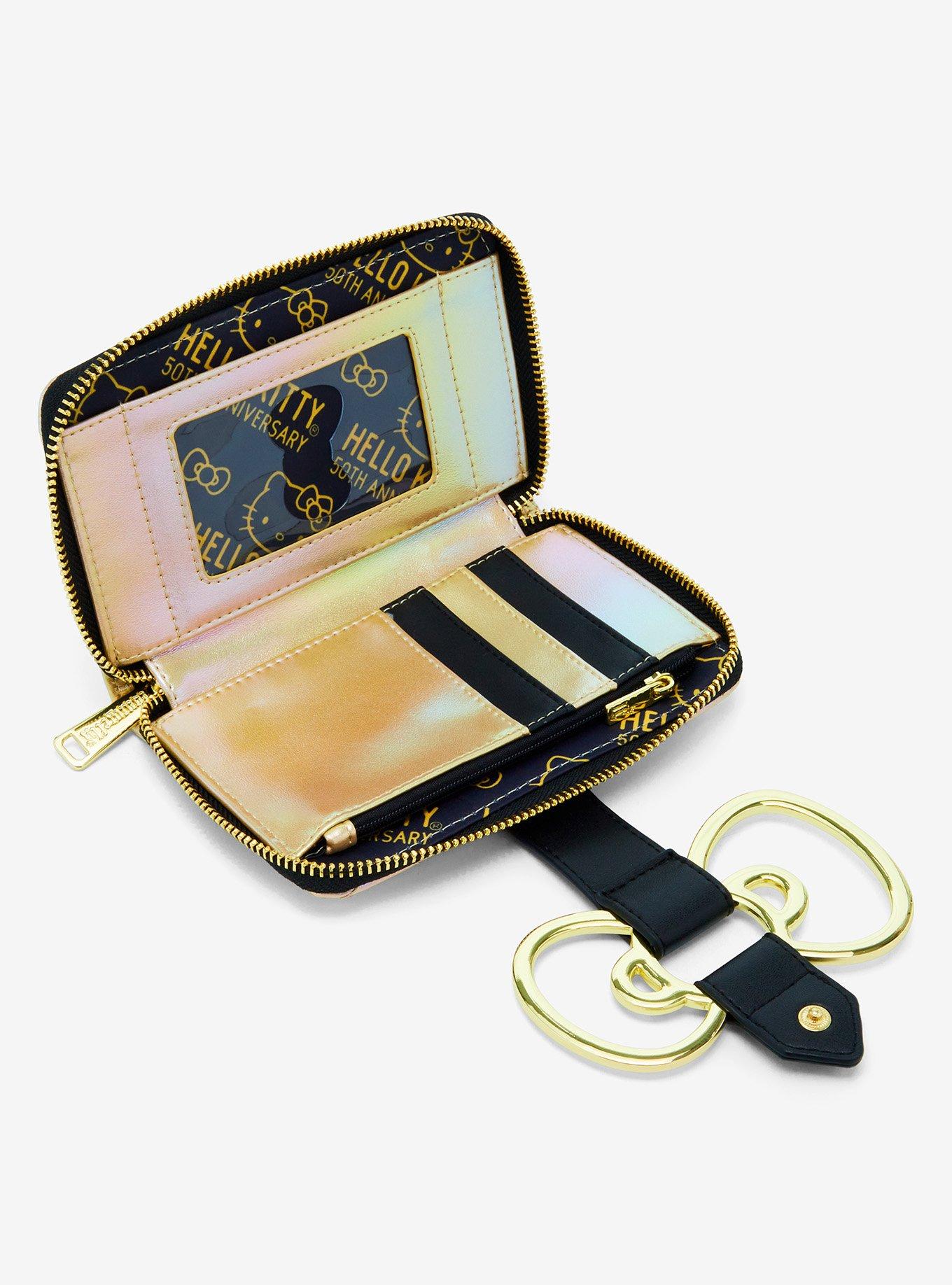 Loungefly Sanrio Hello Kitty Gold Bows Metallic Small Zip Wallet