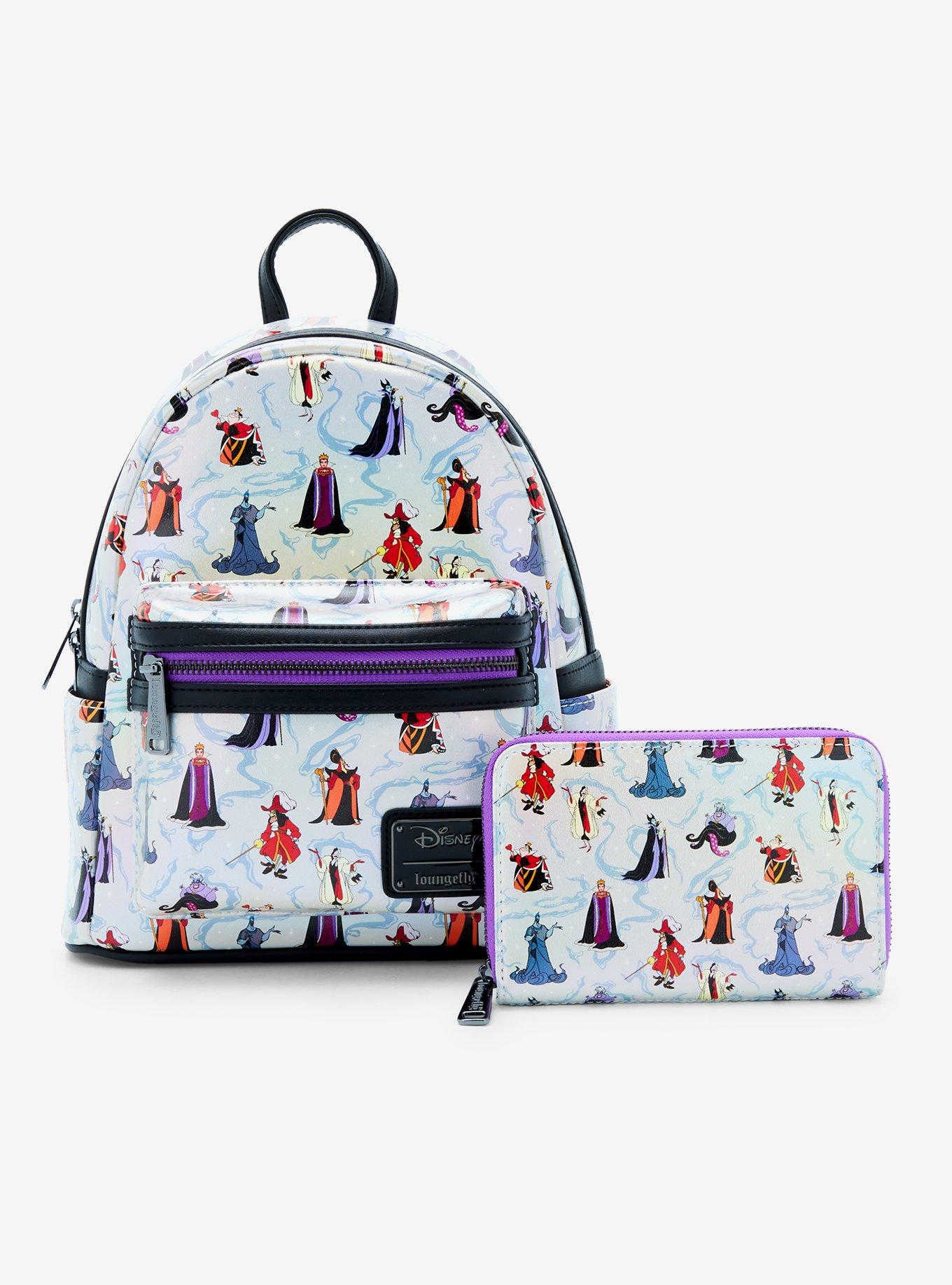 Loungefly Disney Villains Iridescent Allover Print Mini Backpack, , alternate