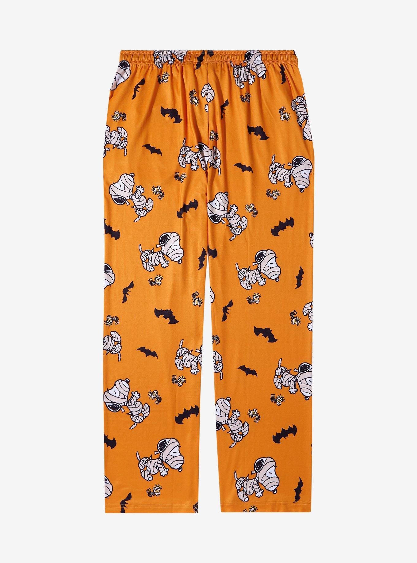 Peanuts Snoopy & Woodstock Mummy Halloween Allover Print Sleep Pants, ORANGE, alternate