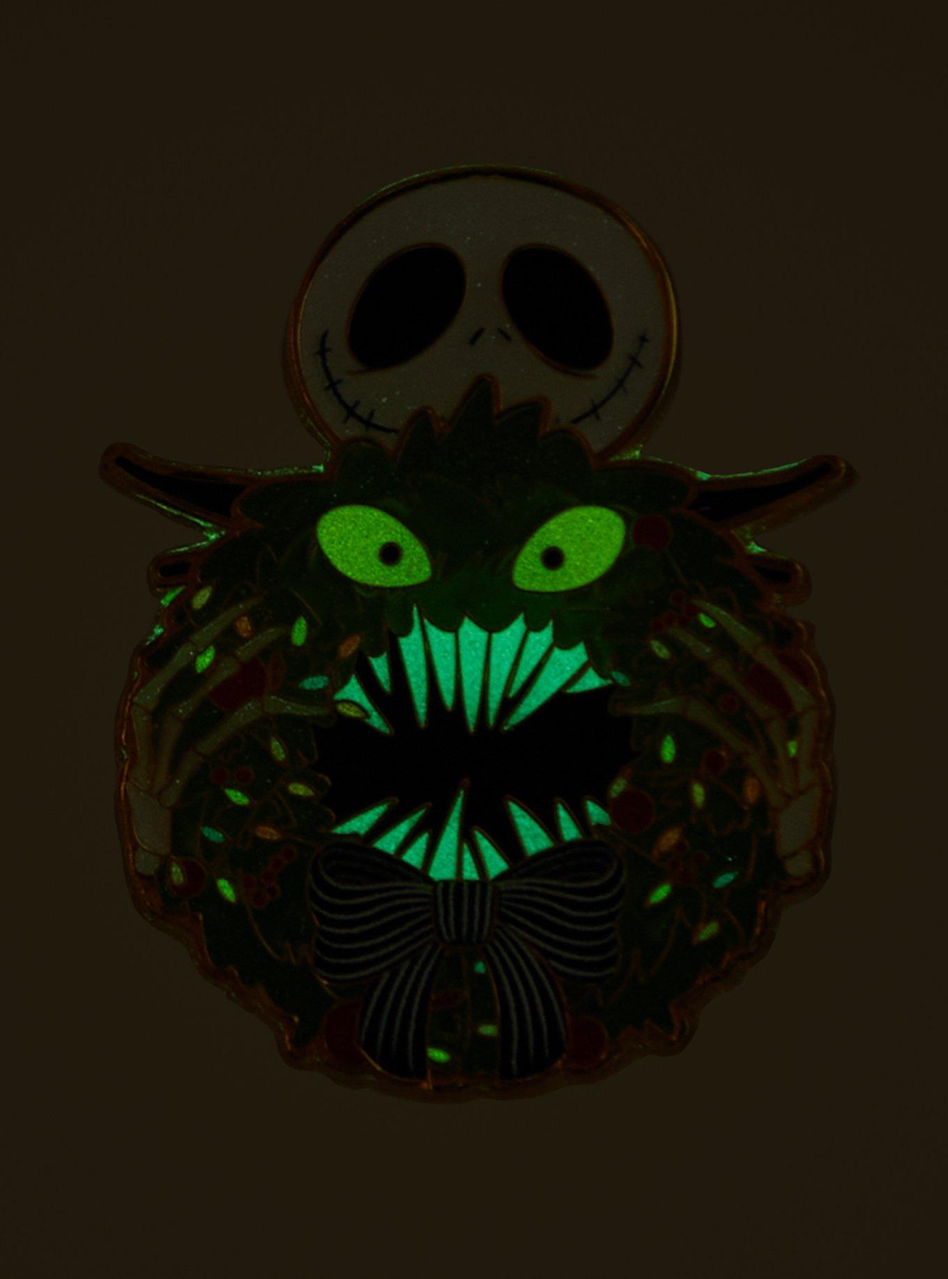 Loungefly Disney The Nightmare Before Christmas Jack Skellington Wreath Glow-in-the-Dark Enamel Pin — BoxLunch Exclusive