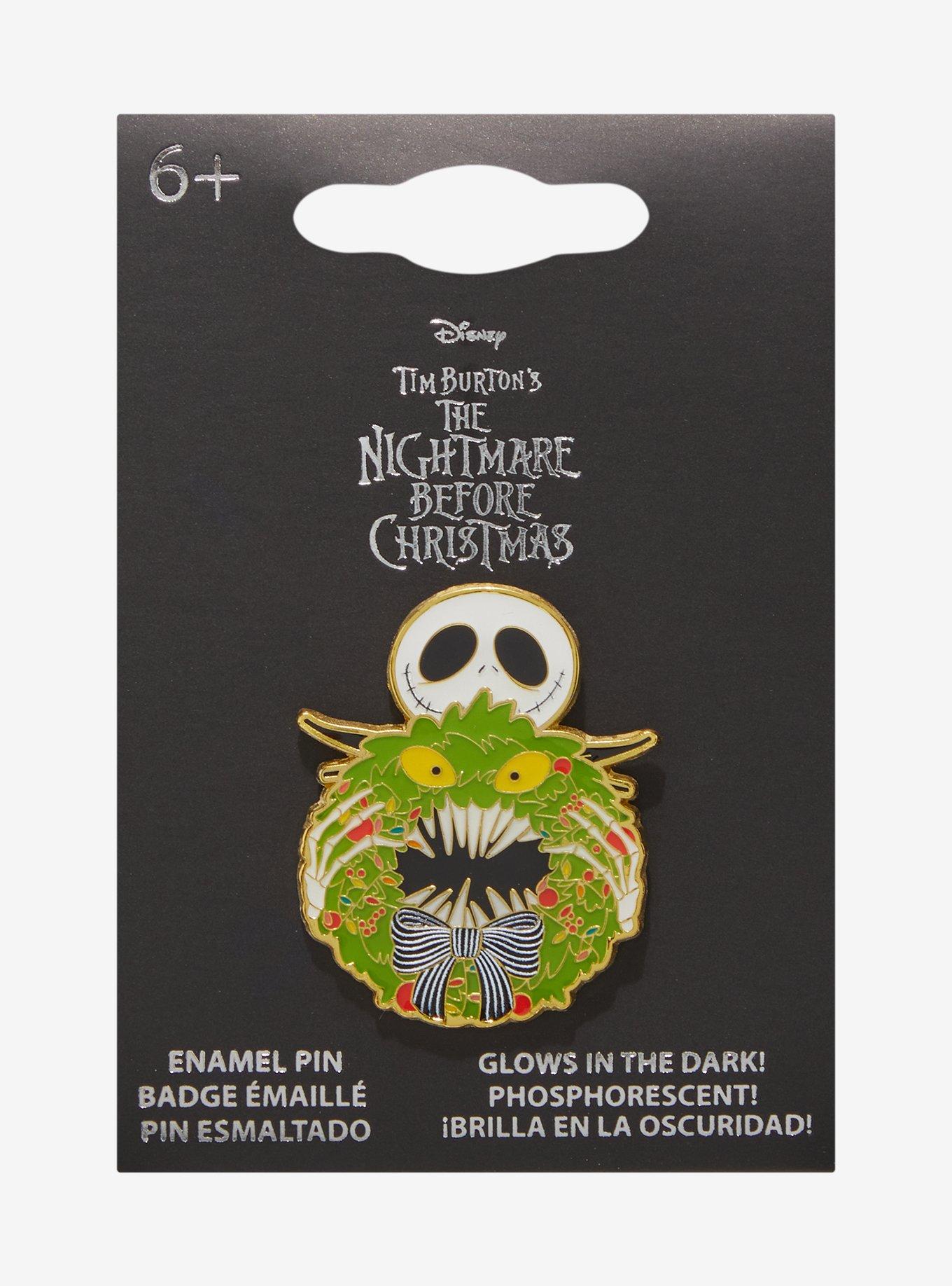 Loungefly Disney The Nightmare Before Christmas Jack Skellington Wreath Glow-in-the-Dark Enamel Pin &mdash; BoxLunch Exclusive, , alternate