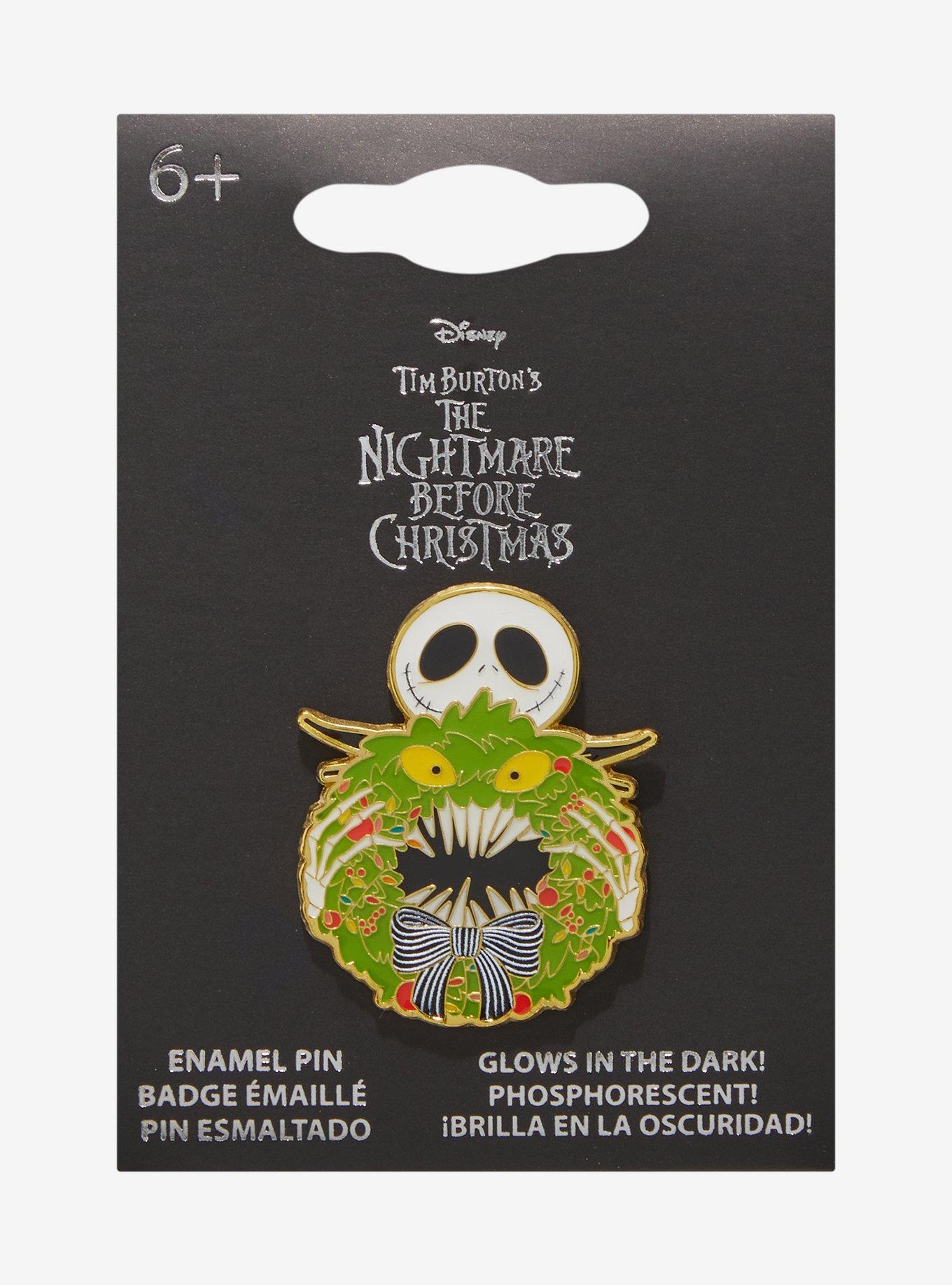 Loungefly Disney The Nightmare Before Christmas Jack Skellington Wreath Glow-in-the-Dark Enamel Pin — BoxLunch Exclusive, , alternate