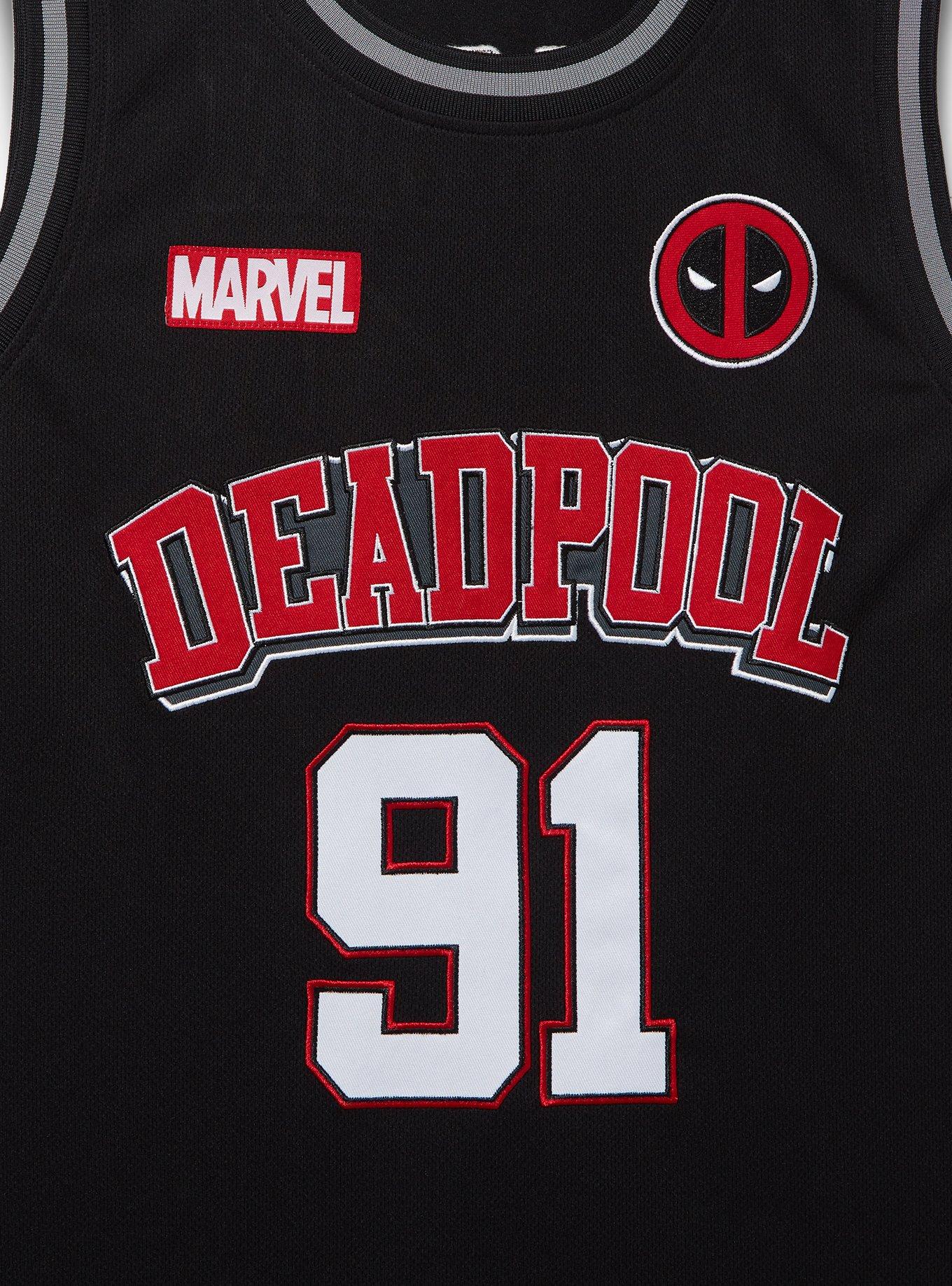 Marvel Deadpool Wade Wilson Basketball Jersey - BoxLunch Exclusive, BLACK, alternate