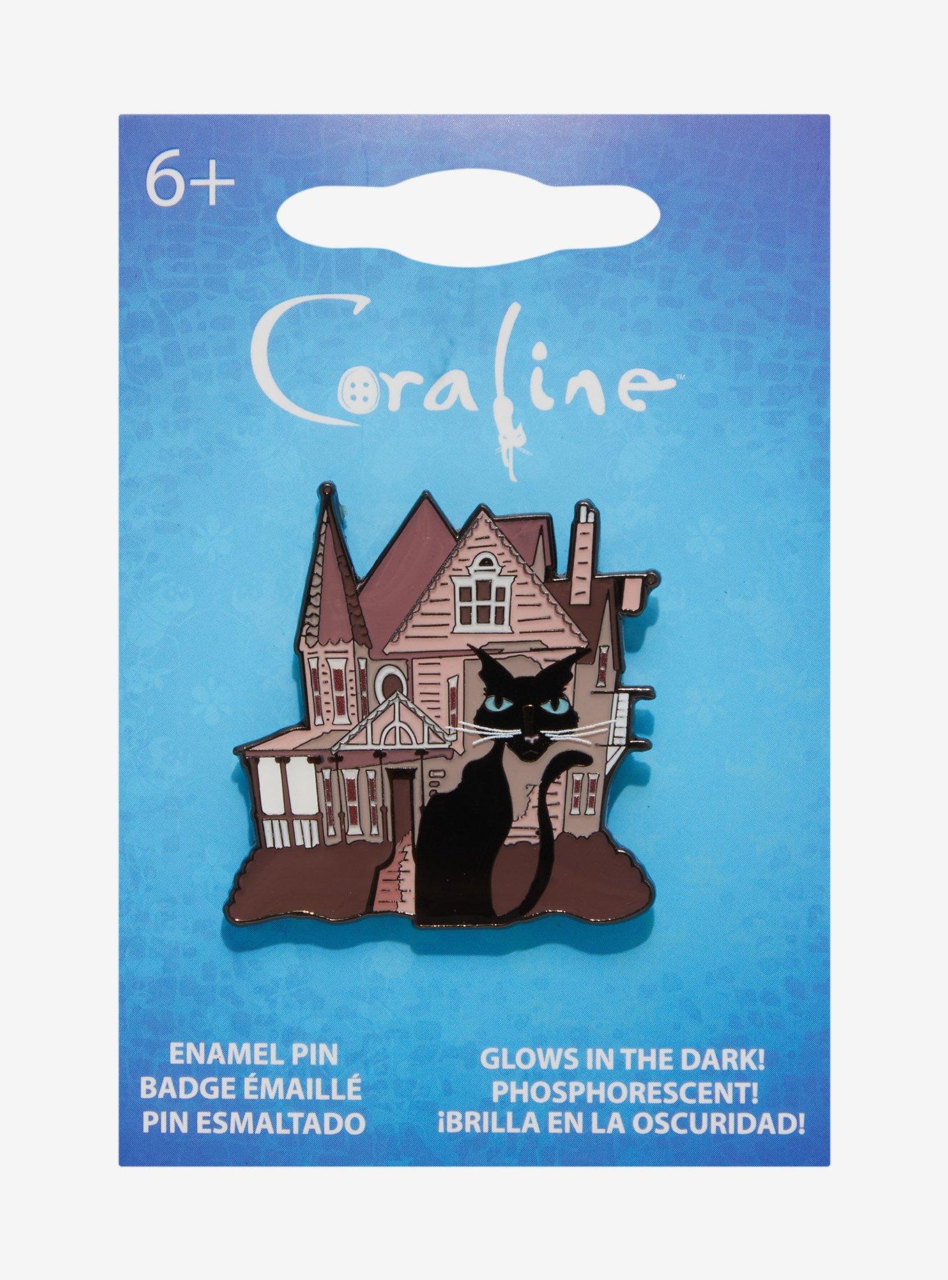 Loungefly Coraline Cat Pink Palace Glow-in-the-Dark Enamel Pin — BoxLunch Exclusive, , hi-res