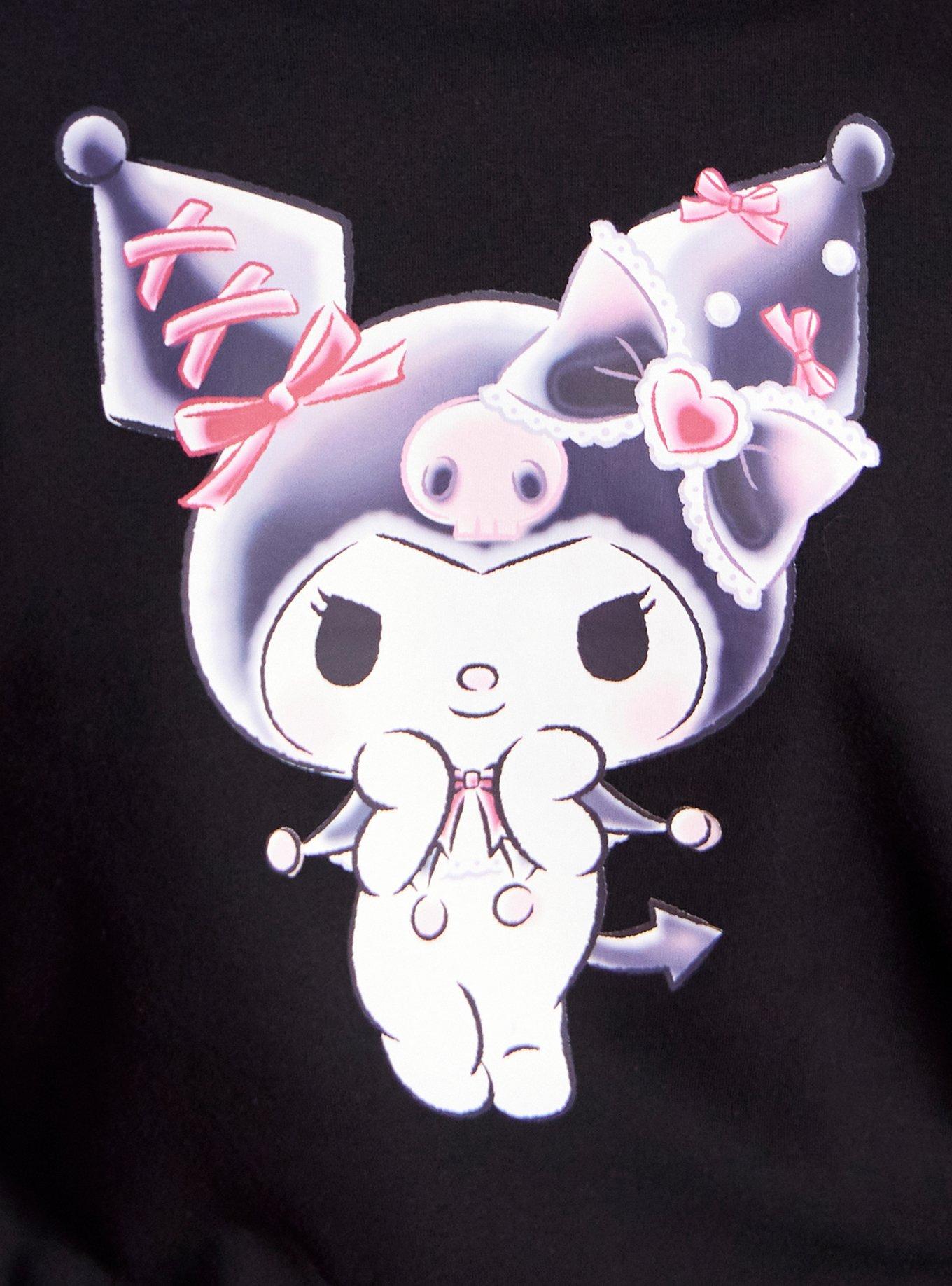 Kuromi Lace Ribbon Girls Crop Hoodie, MULTI, alternate