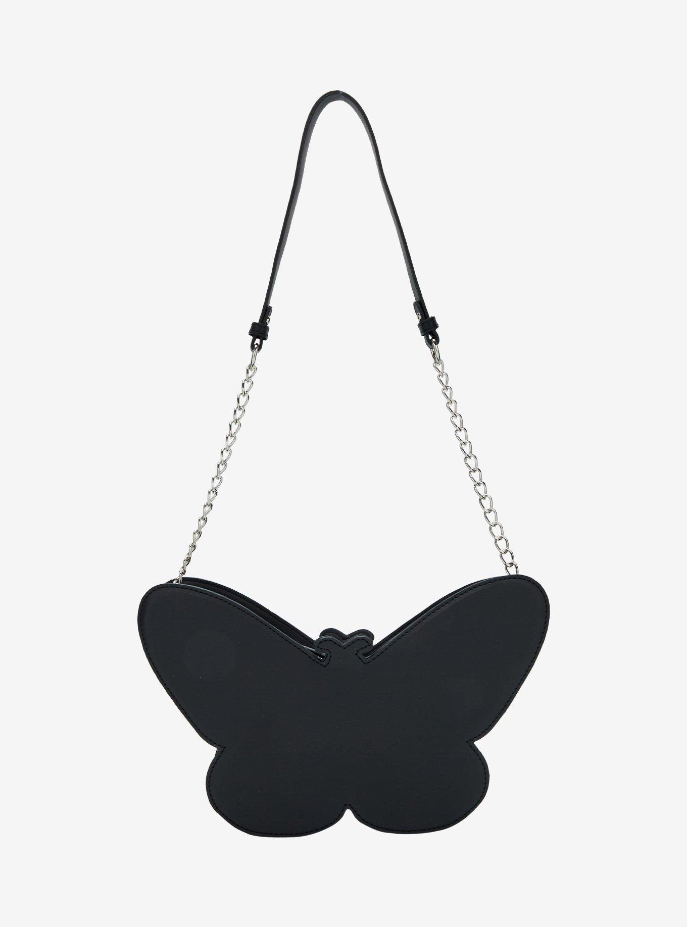 Black Butterfly Gem Shoulder Bag, , alternate