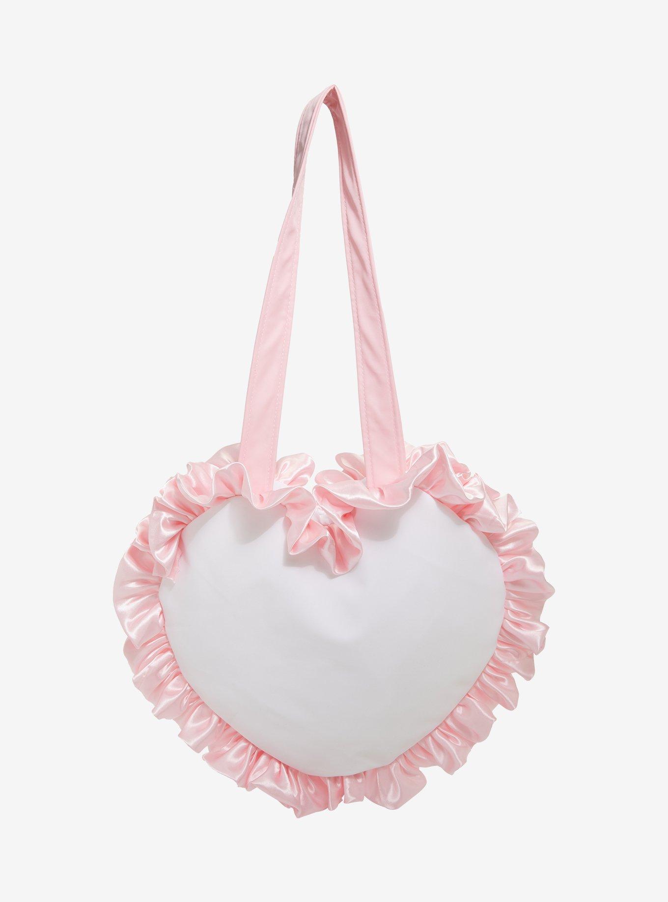 Cat Plush Heart Ruffle Tote Bag, , alternate
