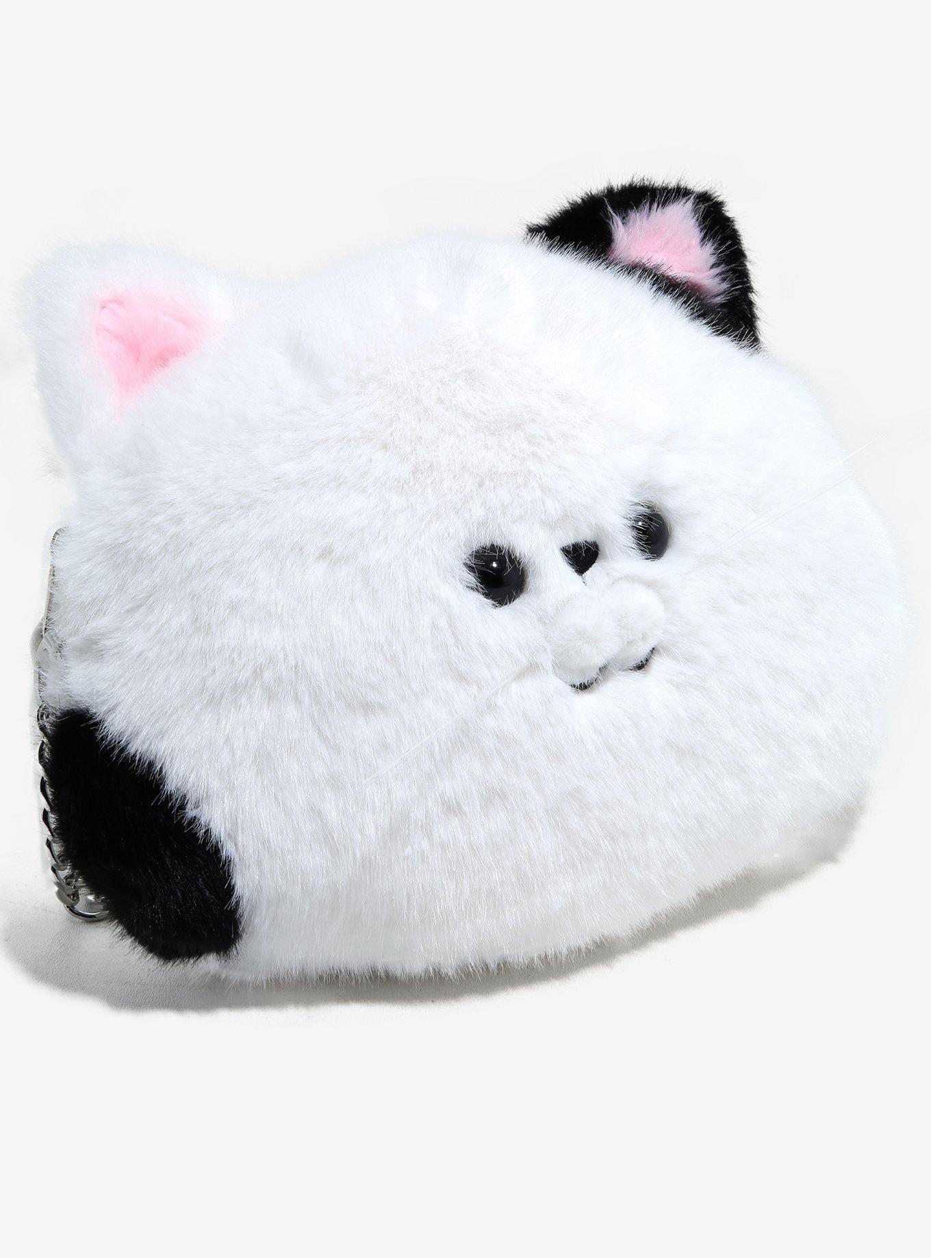 White & Black Cat Face Plush Crossbody Bag, , alternate