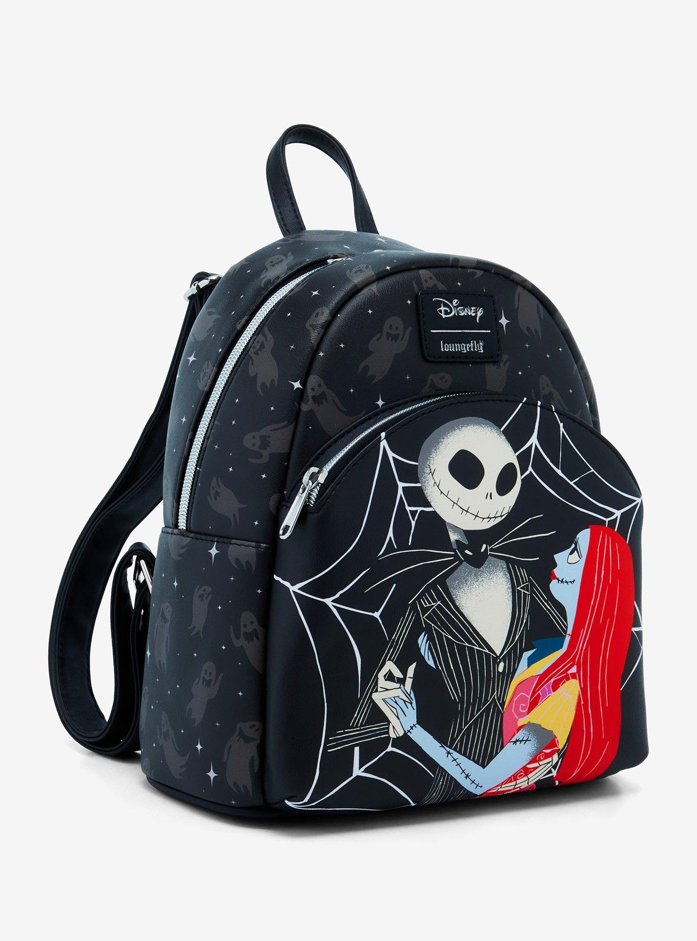 Loungefly The Nightmare Before Christmas Jack & Sally Spiderweb Mini Backpack Hot Topic Exclusive, , hi-res